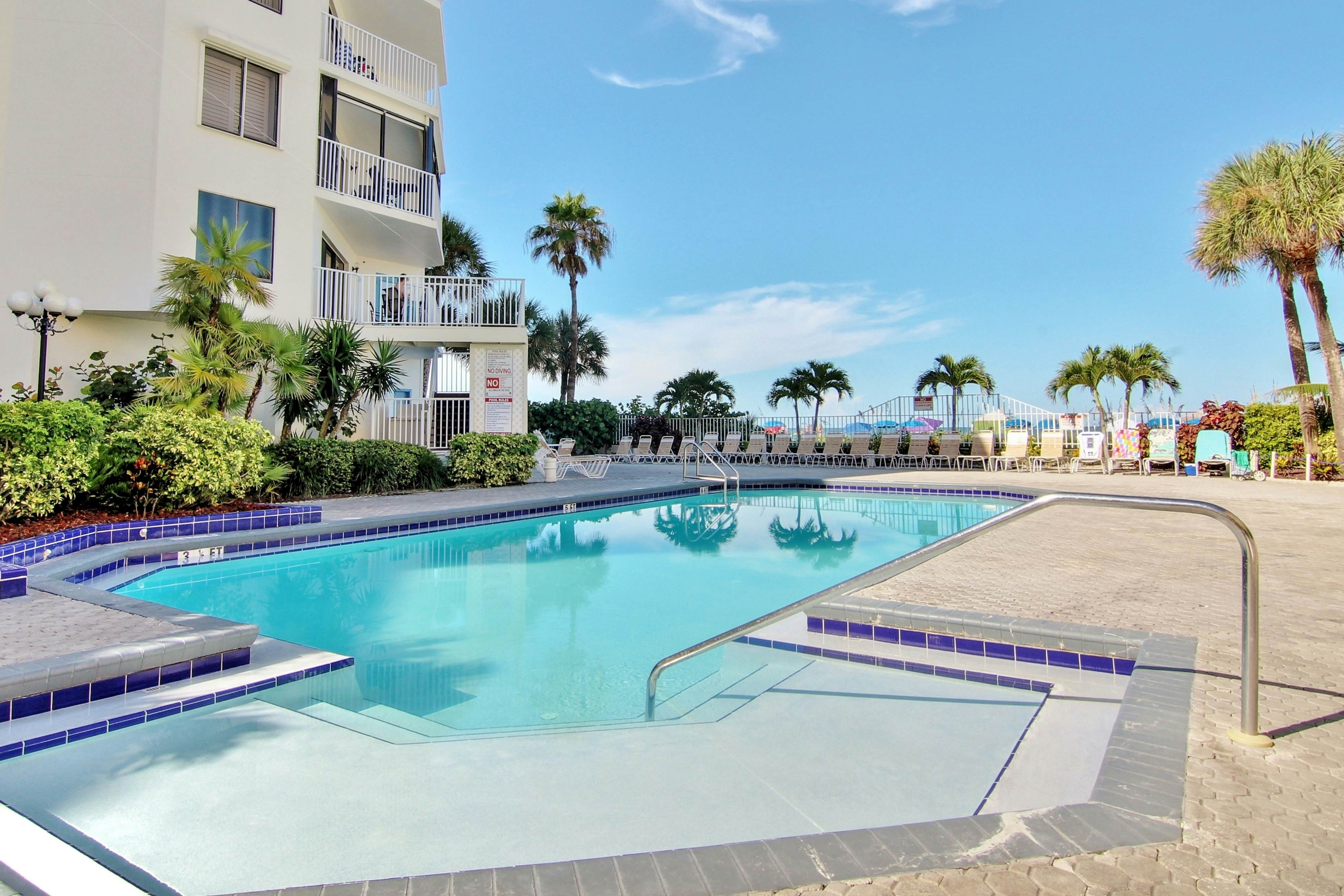 4th floor beachfront condo with private balcony views heated pool BBQ and AC