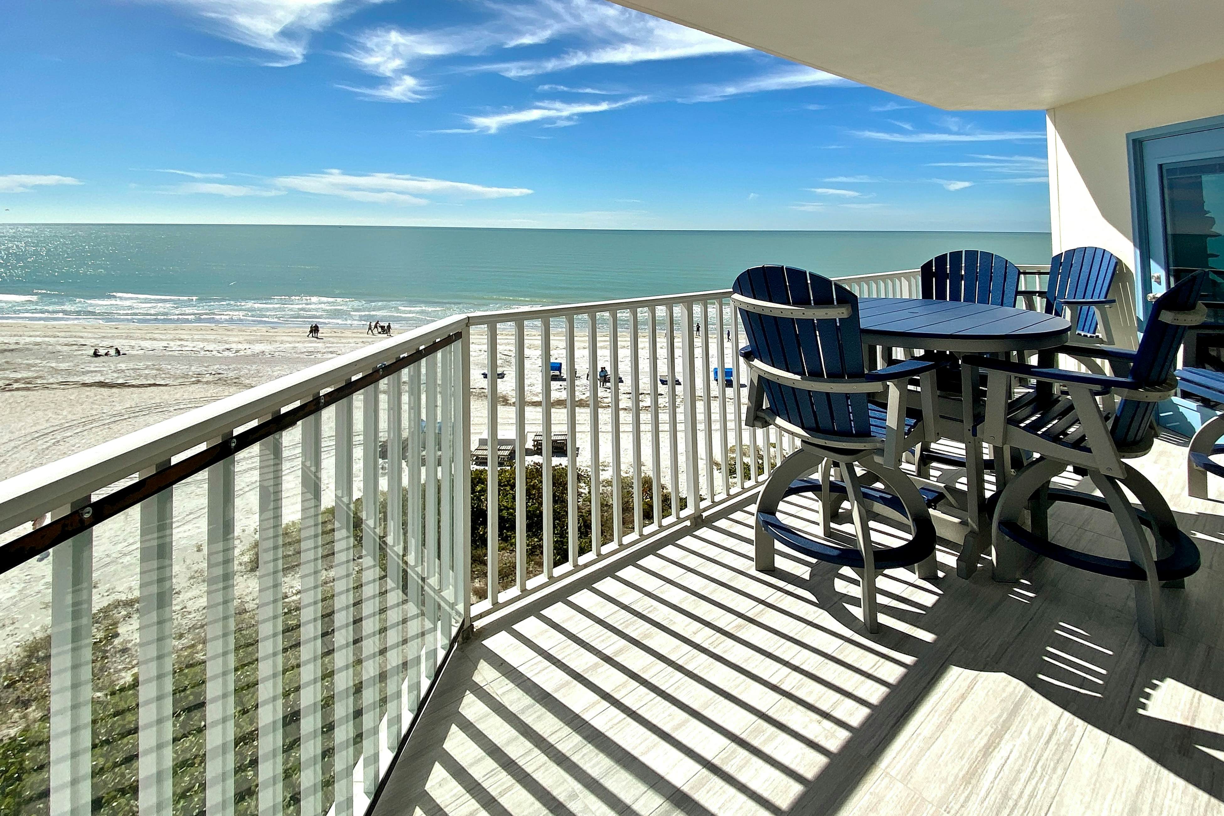 4th floor beachfront condo with private balcony views heated pool BBQ and AC