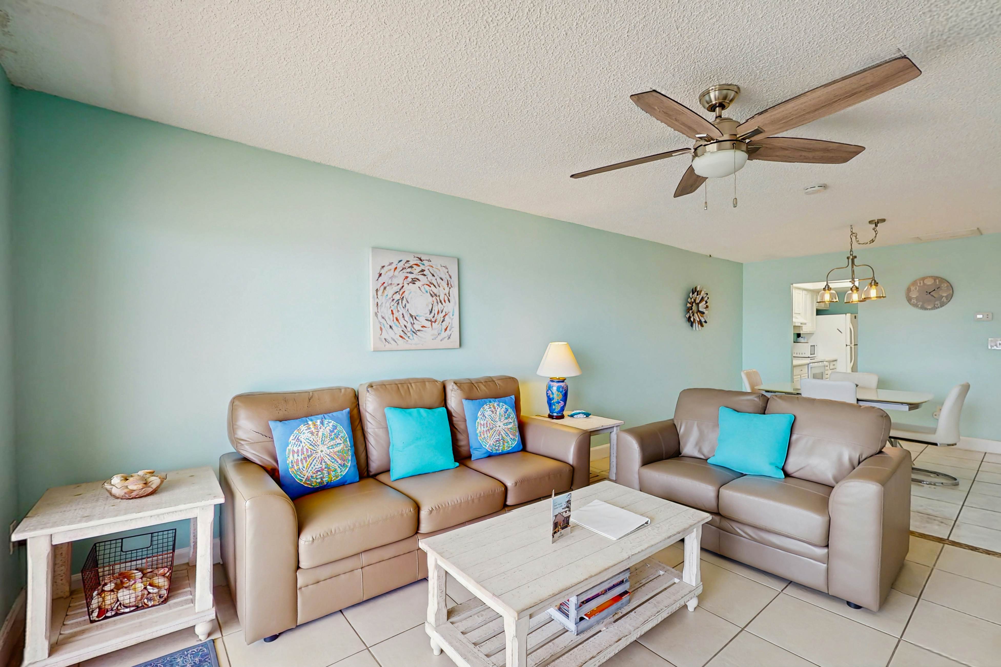 Gulf-front getaway with sunset-view balcony, beachfront pool & easy beach access