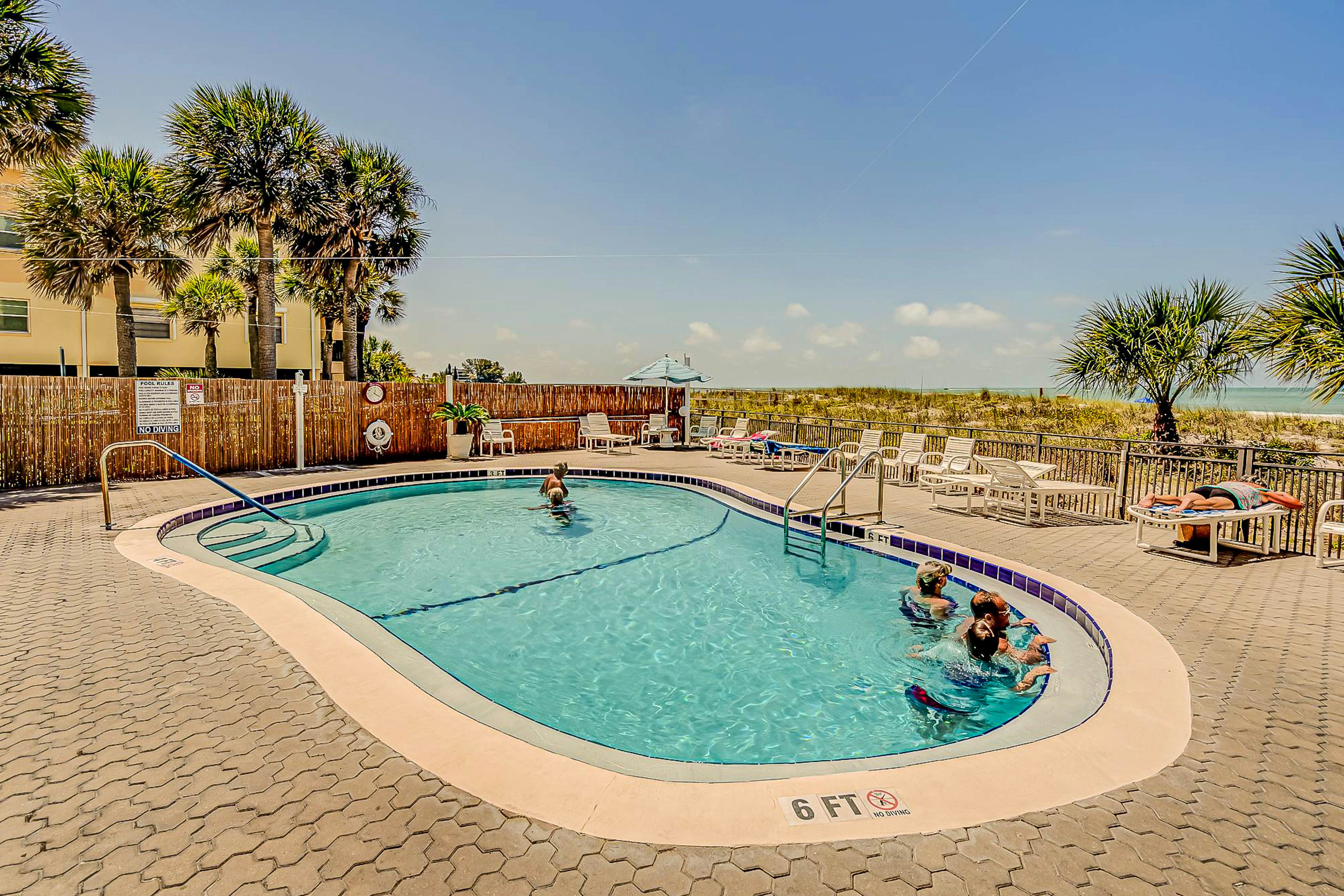 Gulf-front getaway with sunset-view balcony, beachfront pool & easy beach access