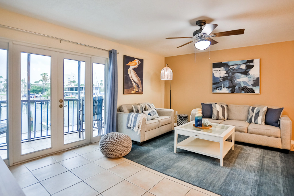 Snowbird friendly waterfront condo with WiFi hot tub heated pool and washer dryer