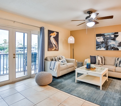 Snowbird friendly waterfront condo with WiFi hot tub heated pool and washer dryer