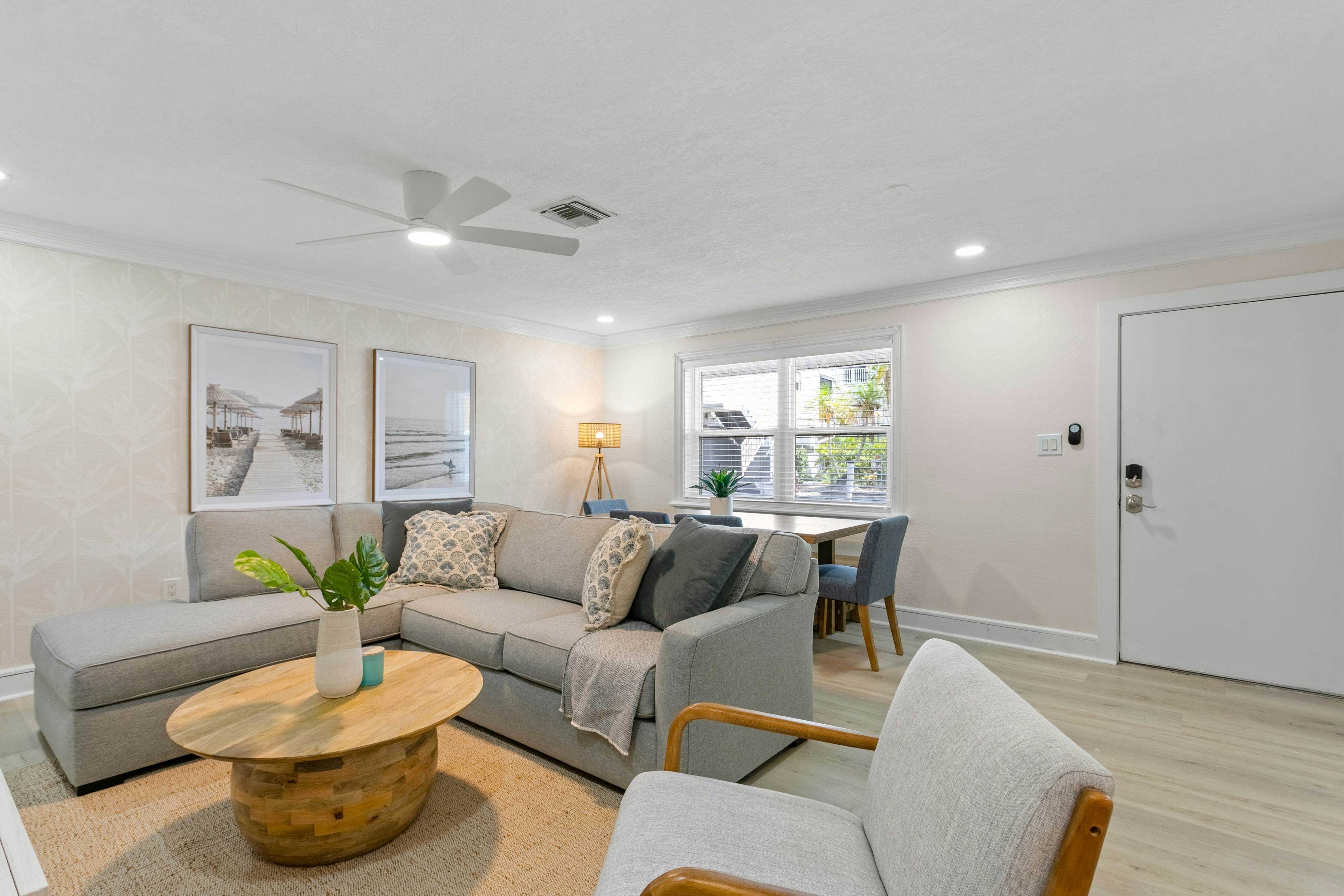 Renovated condo with on-site pool, beach access & modern charm