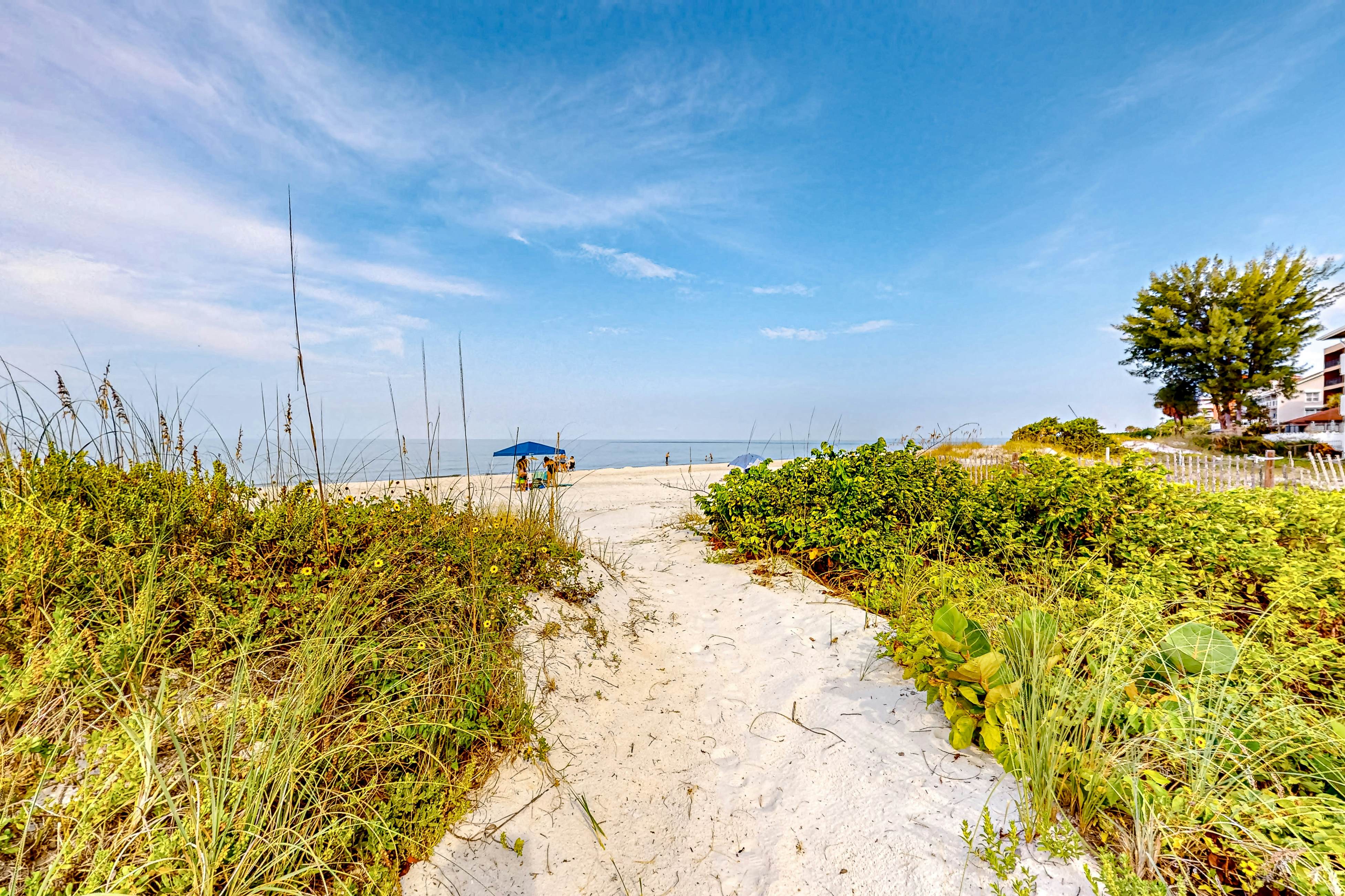 Grand Gulf-front sunset-view townhome with elevator, direct beach access, pool