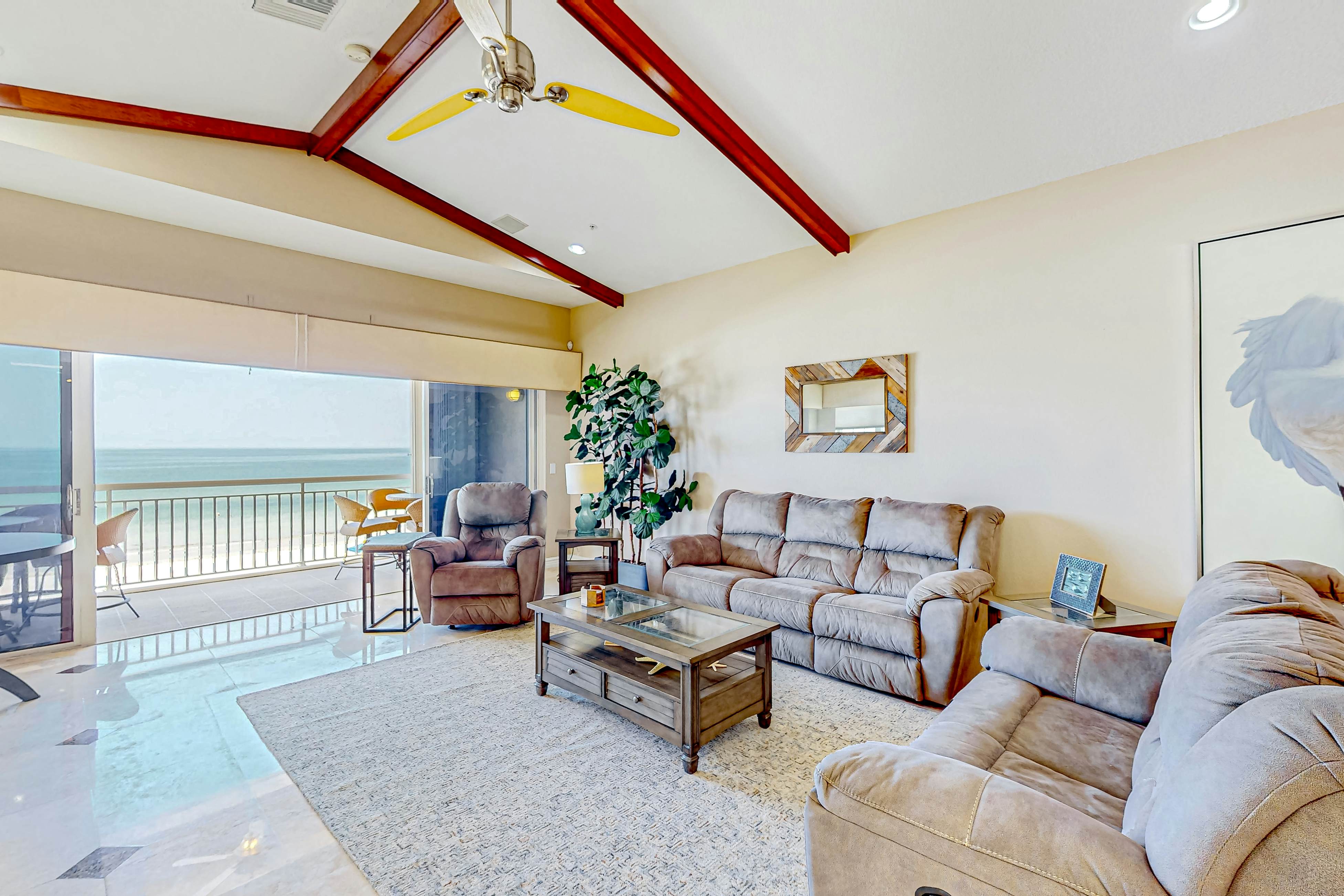 Grand Gulf-front sunset-view townhome with elevator, direct beach access, pool