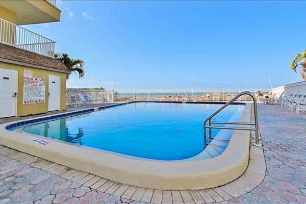 Spacious beachfront condo with lovely Gulf views balcony heated pool and AC
