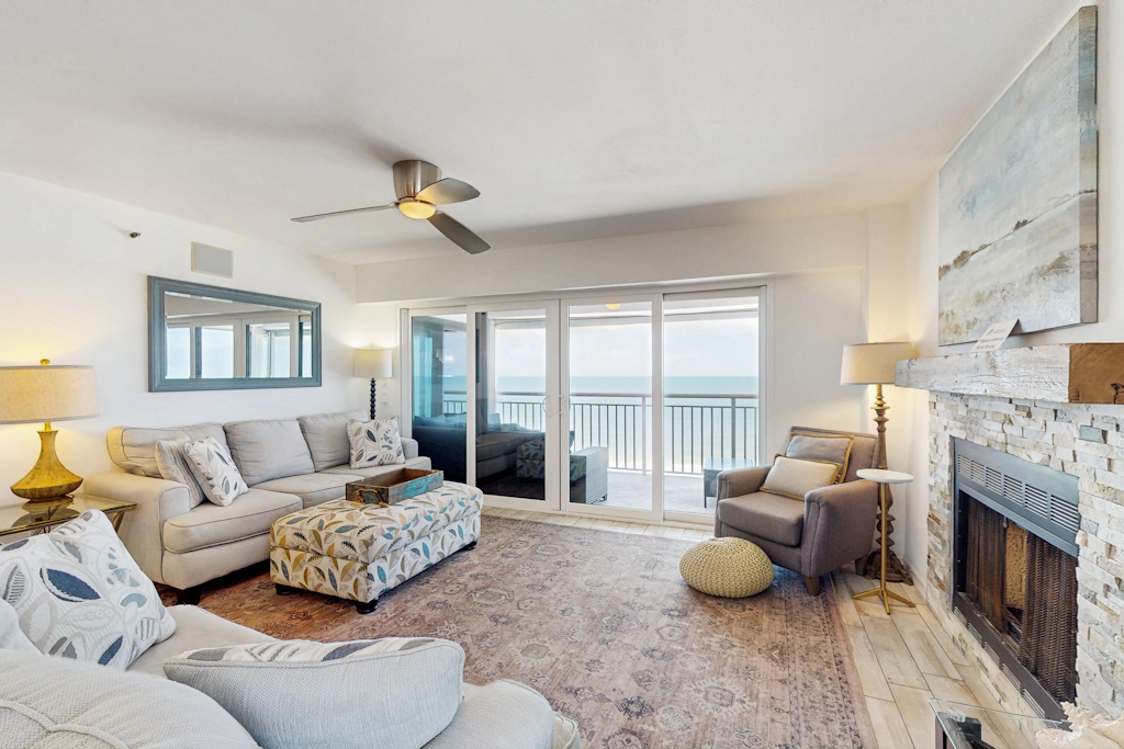 5th floor beachfront condo w private balcony WD on site outdoor pool and AC