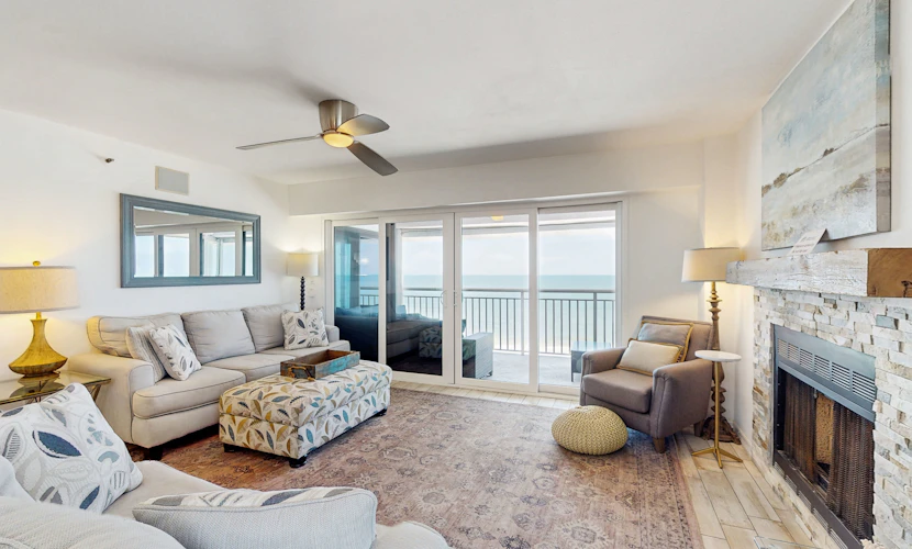 5th floor beachfront condo w private balcony WD on site outdoor pool and AC