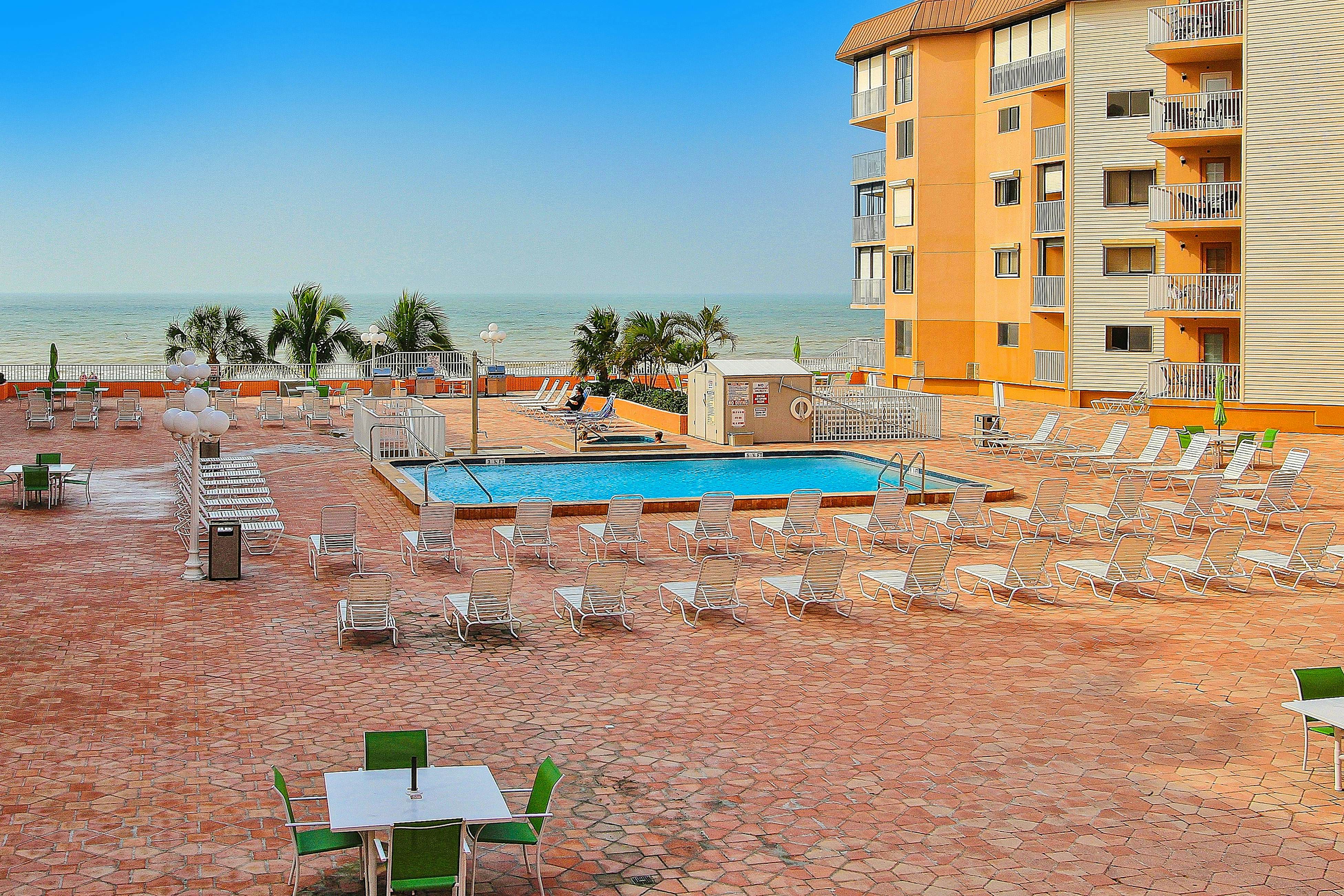 Seaside bliss with scenic Gulf-view balcony & beachfront heated pool & spa