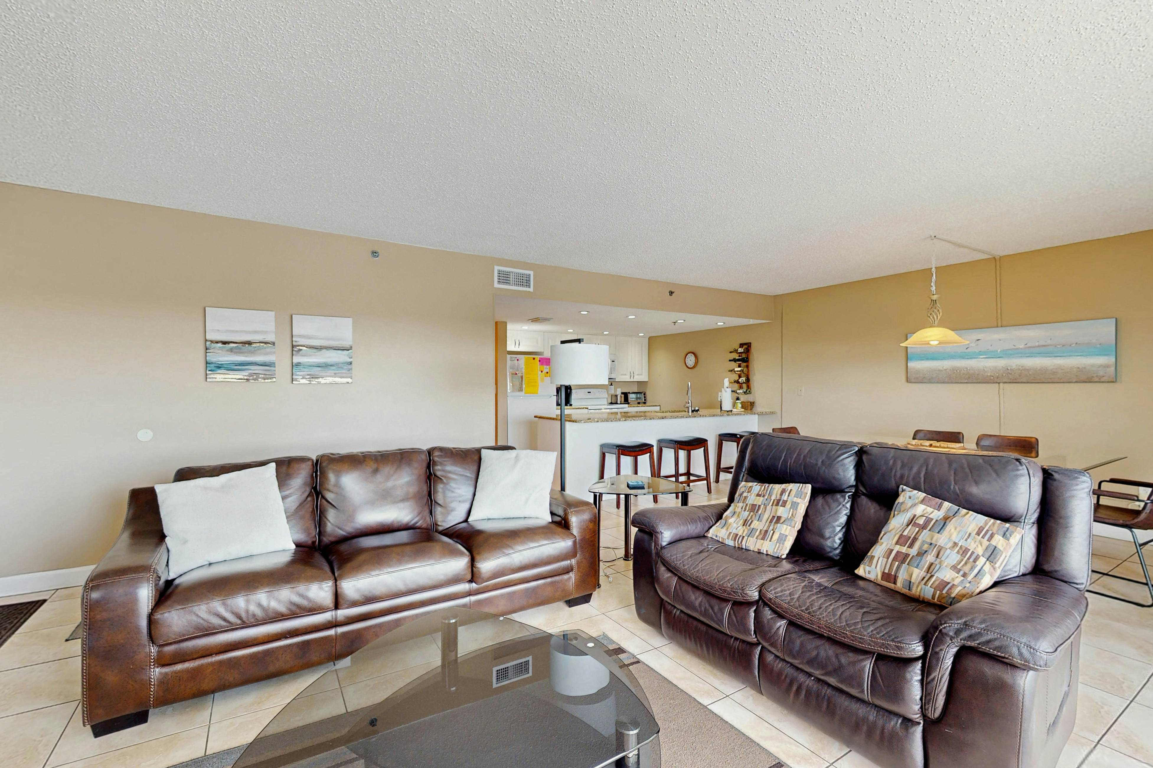 Water-view condo with heated Gulf-front- private balcony & central AC