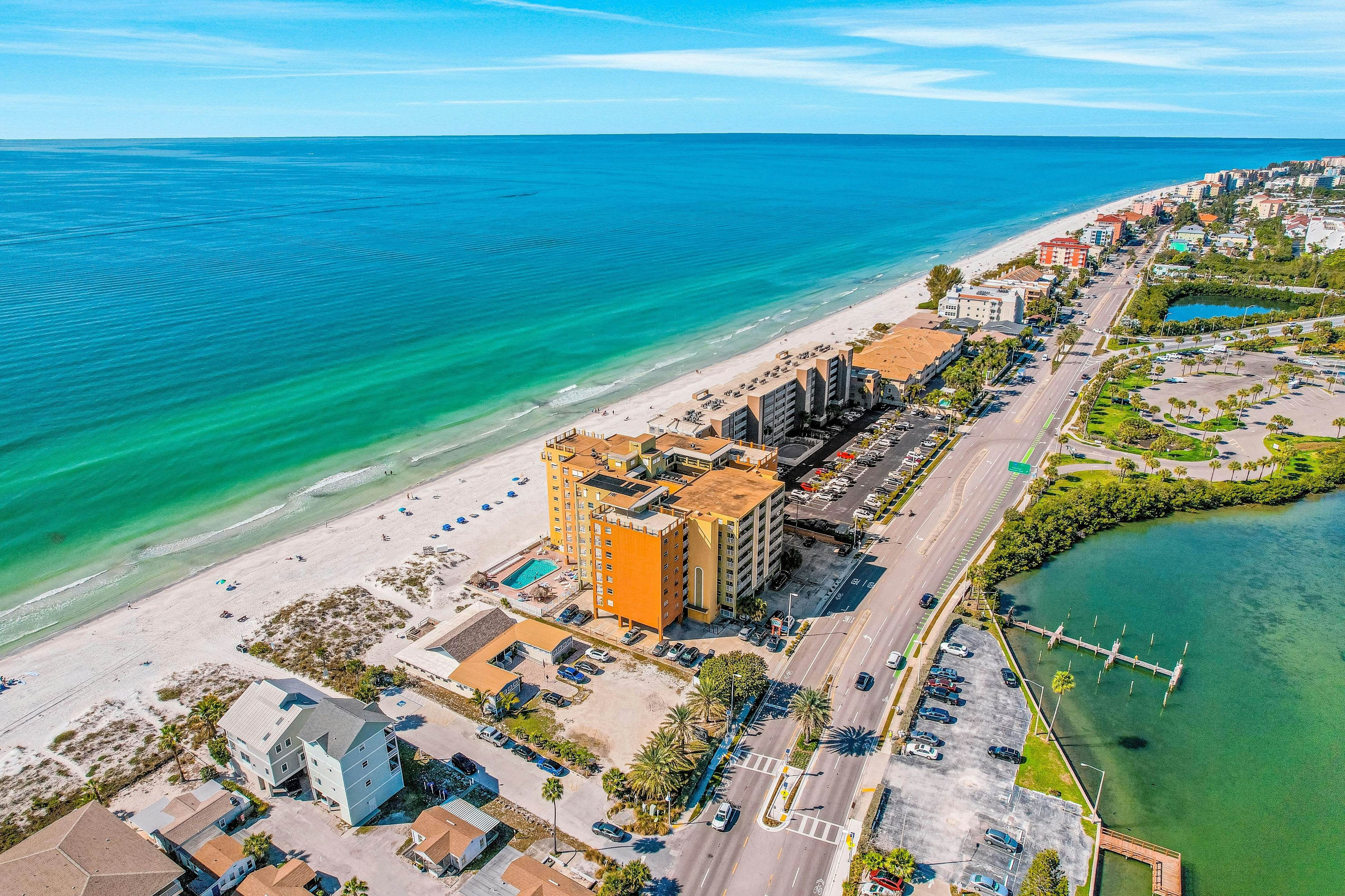 Water-view condo with heated Gulf-front- private balcony & central AC