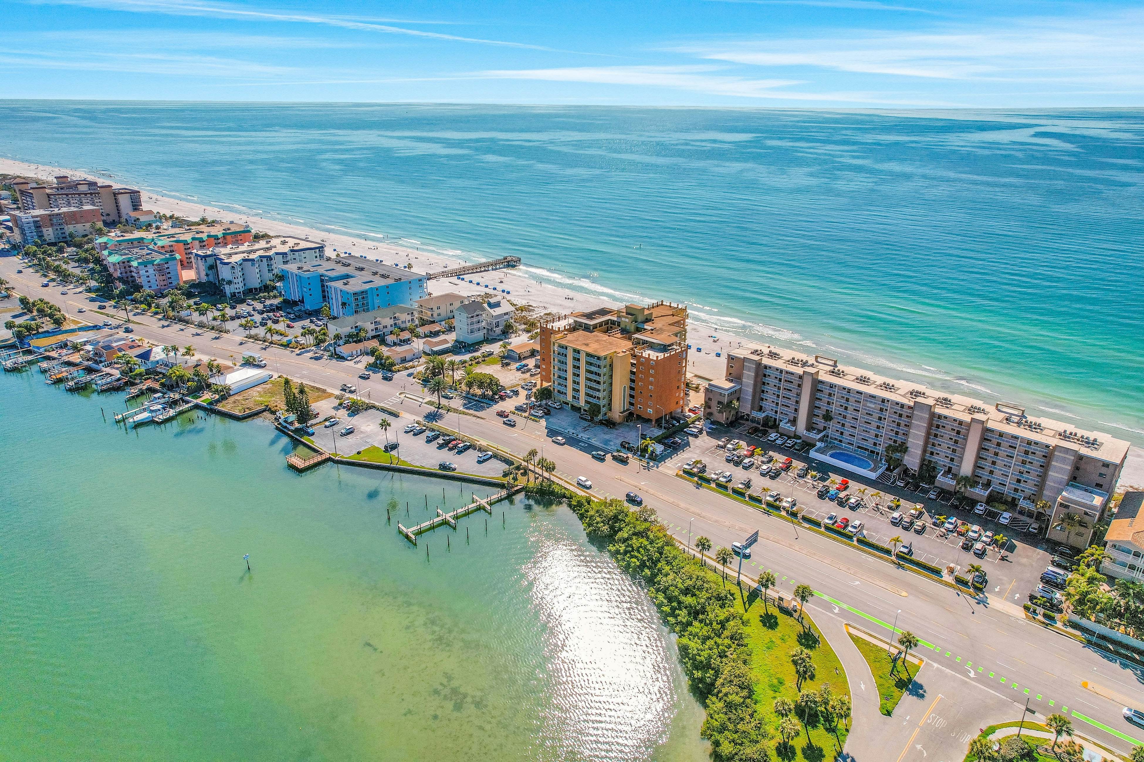 Water-view condo with heated Gulf-front- private balcony & central AC