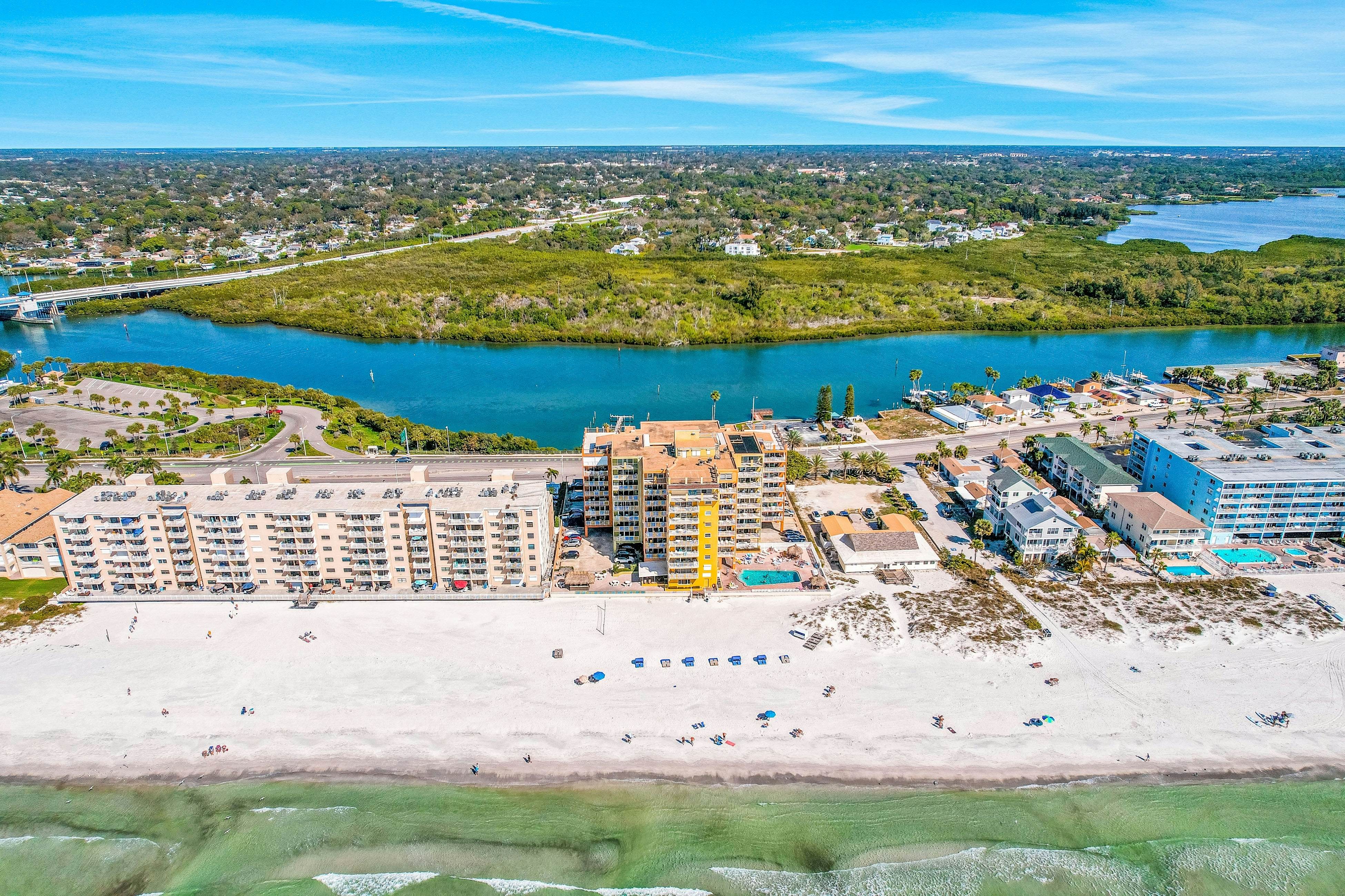 Water-view condo with heated Gulf-front- private balcony & central AC