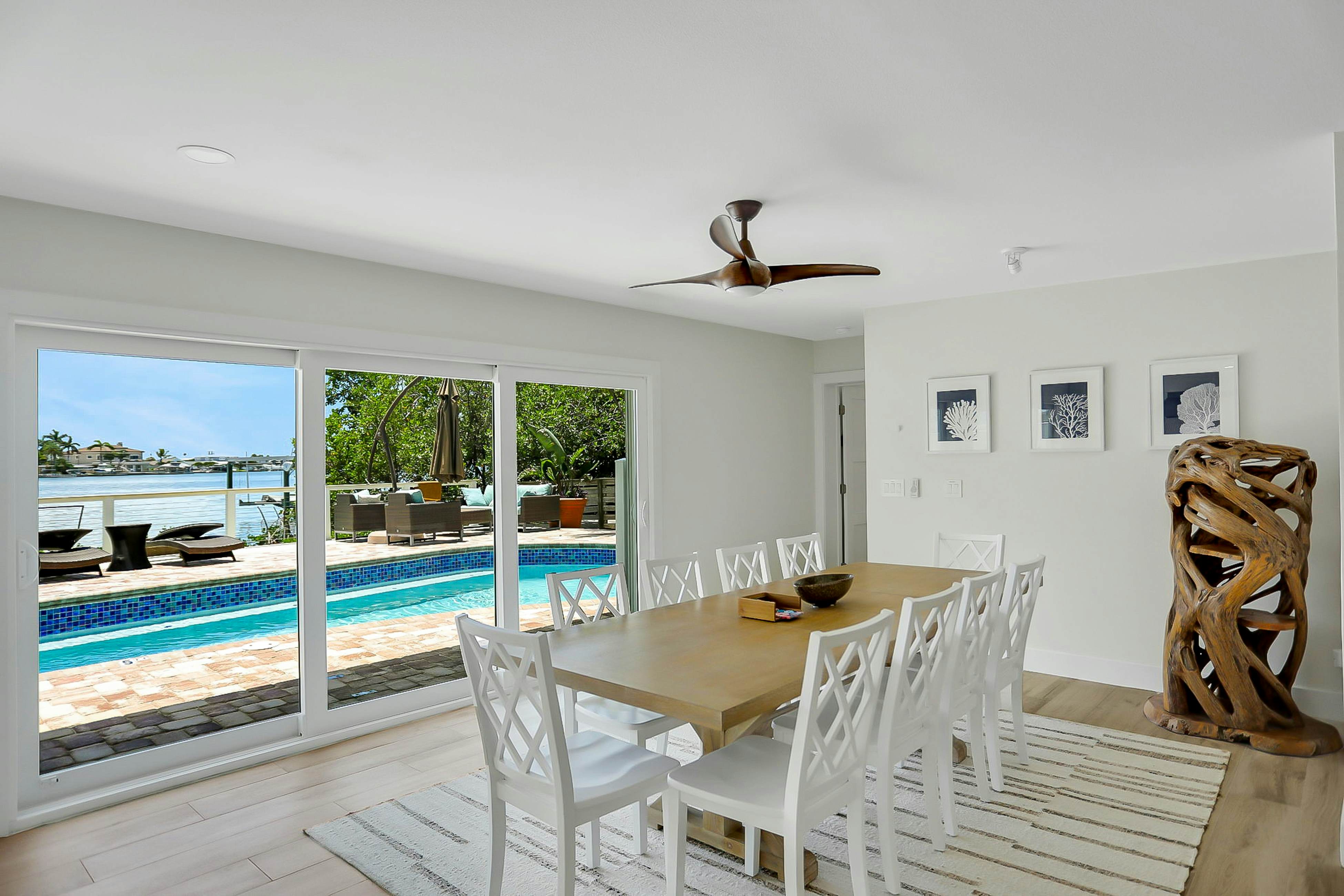 Stylish waterfront home with private pool, dock 