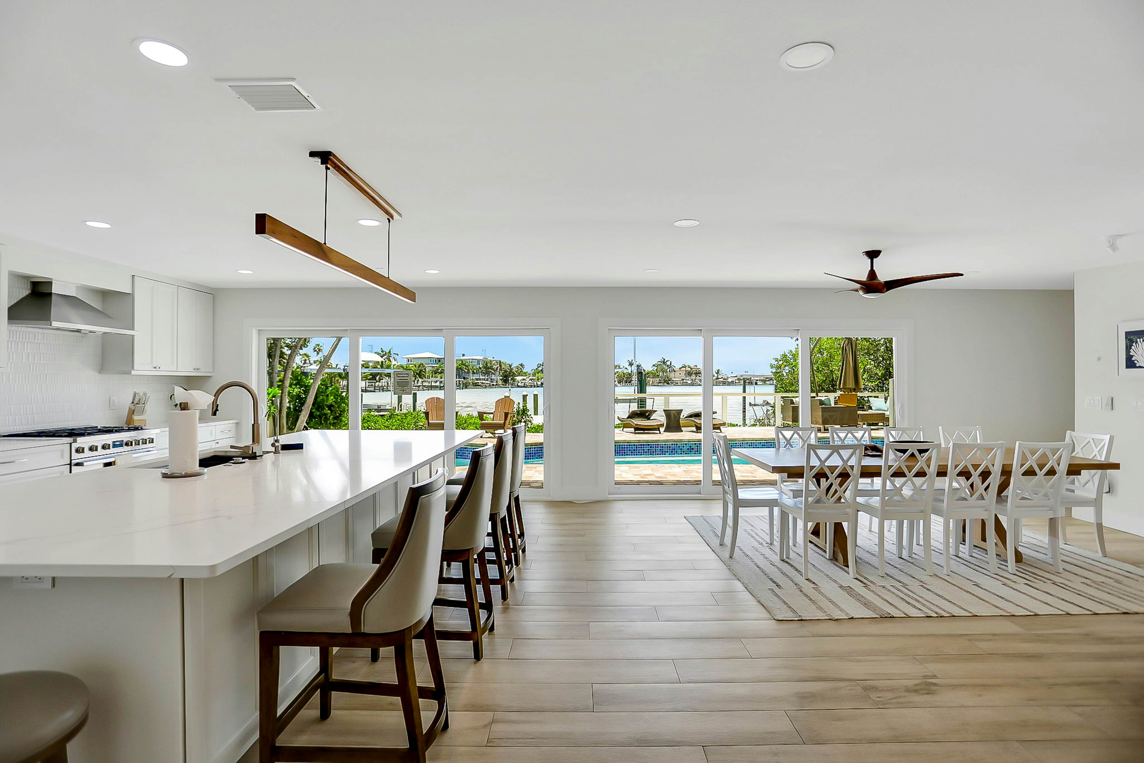 Stylish waterfront home with private pool, dock 