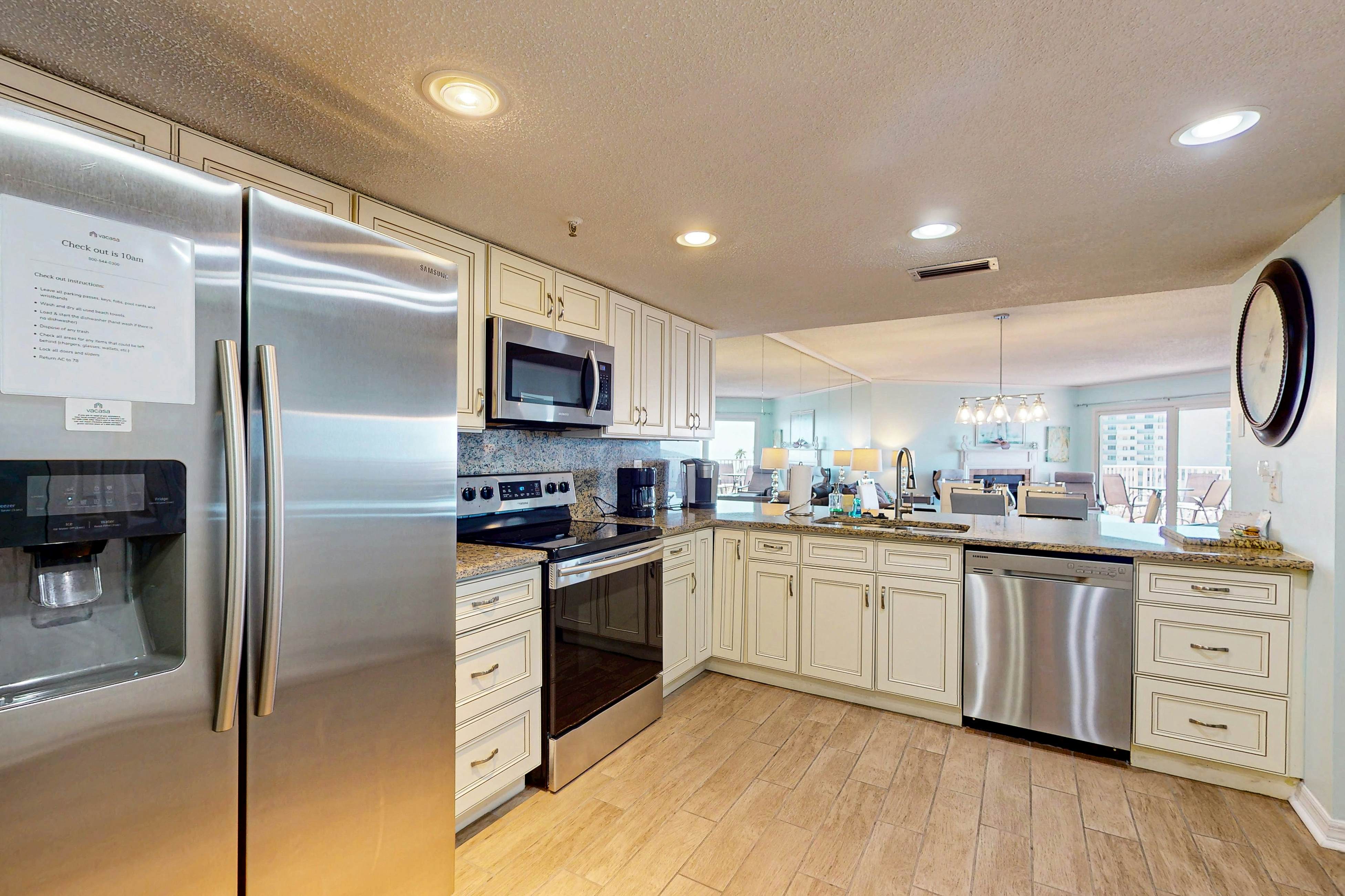 Seashore getaway with partial Gulf view & beachfront heated pool & spa