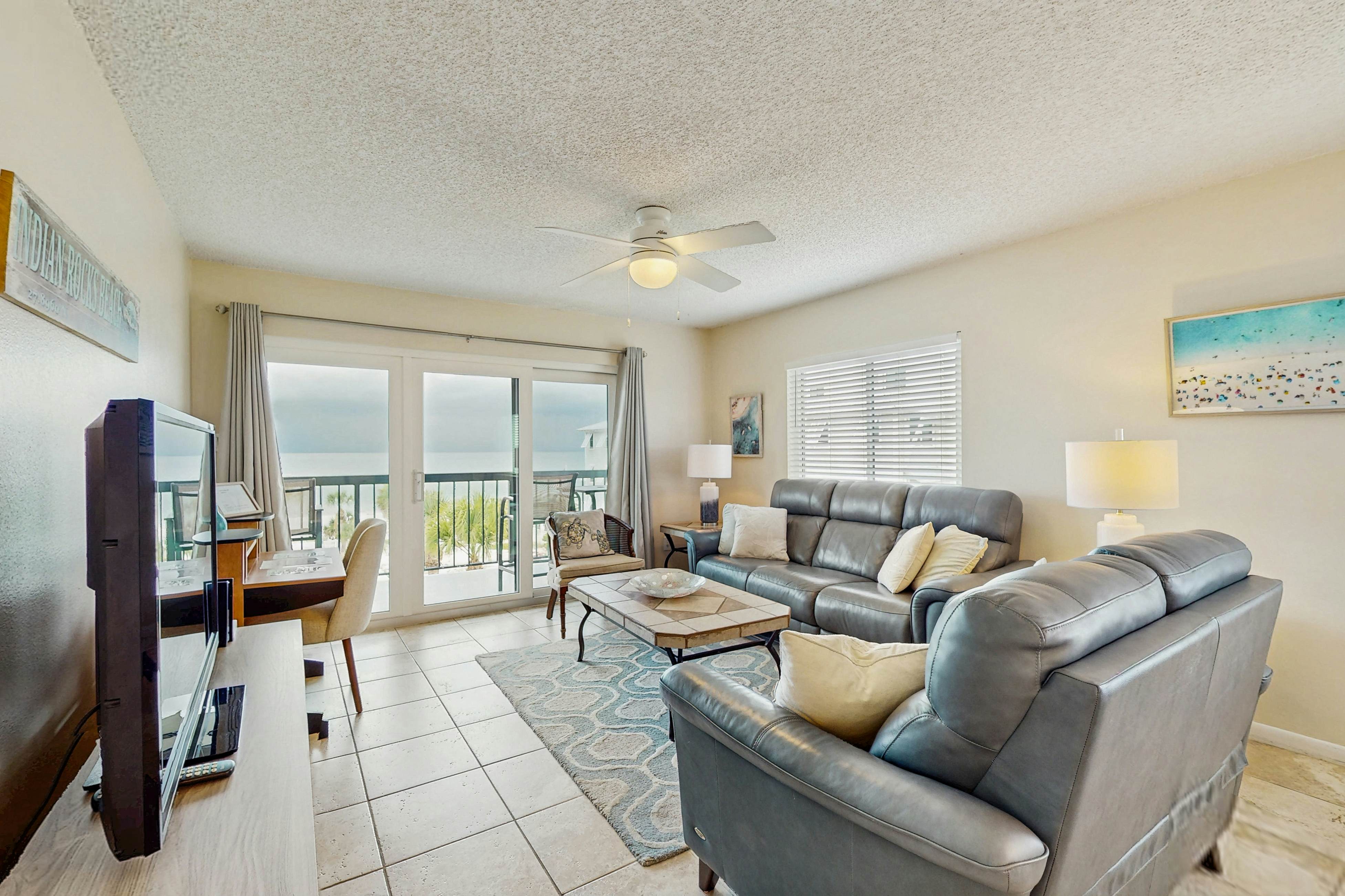 Sand Castle condo with Gulf-view balcony, heated pool, hot tub & beach access