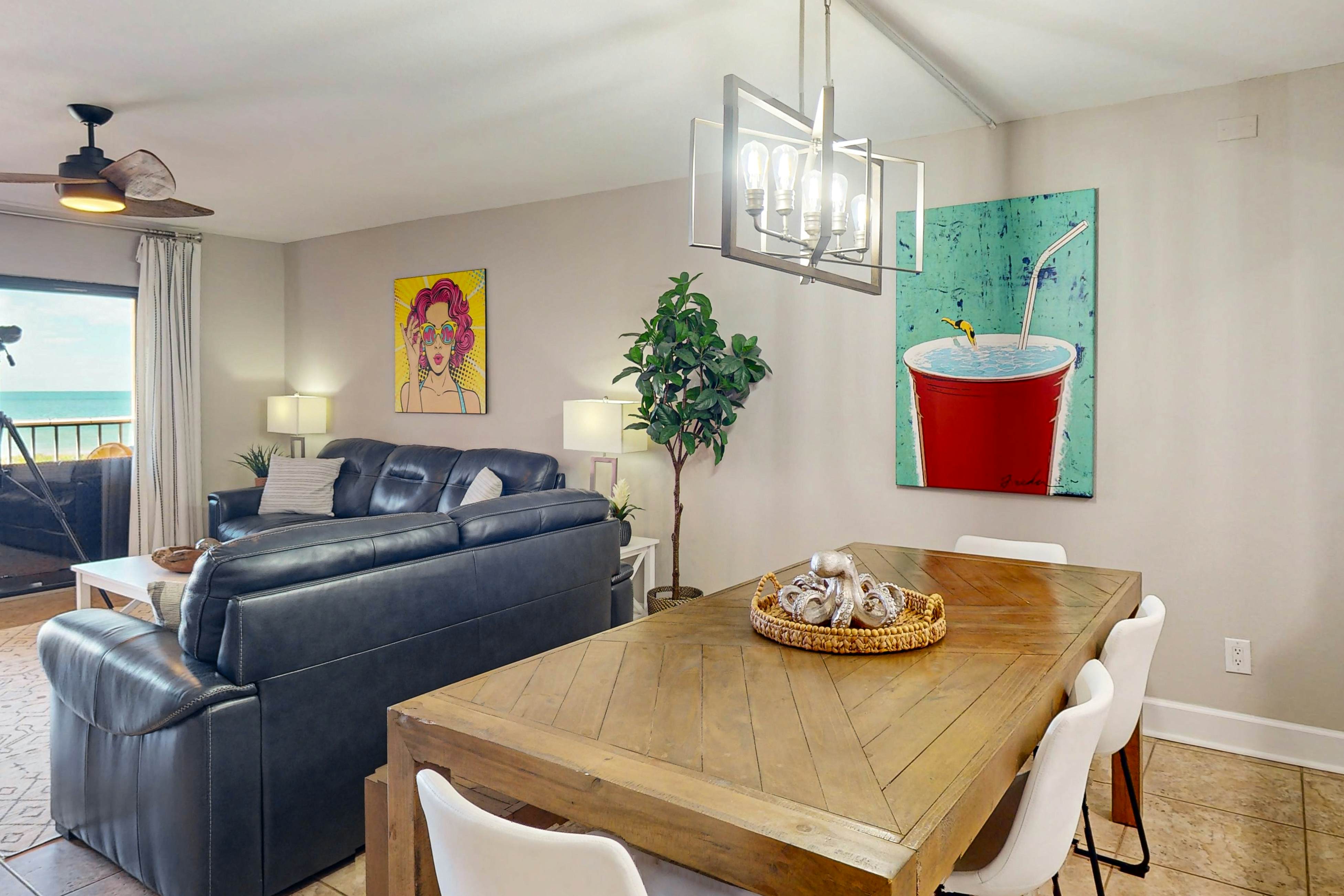 Dog-friendly beachfront condo with pool, hot tub, tennis & AC -snowbird-friendly