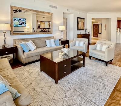 Exclusive Sandpearl Residences condo with Gulf views heated pool spa grills