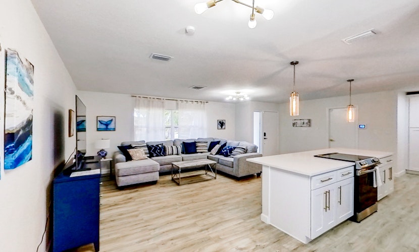 Bright and open home with private pool screened lanai enclosed yard and WD