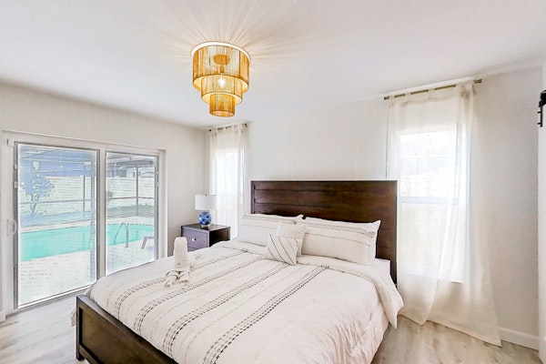 Bright and open home with private pool screened lanai enclosed yard and WD