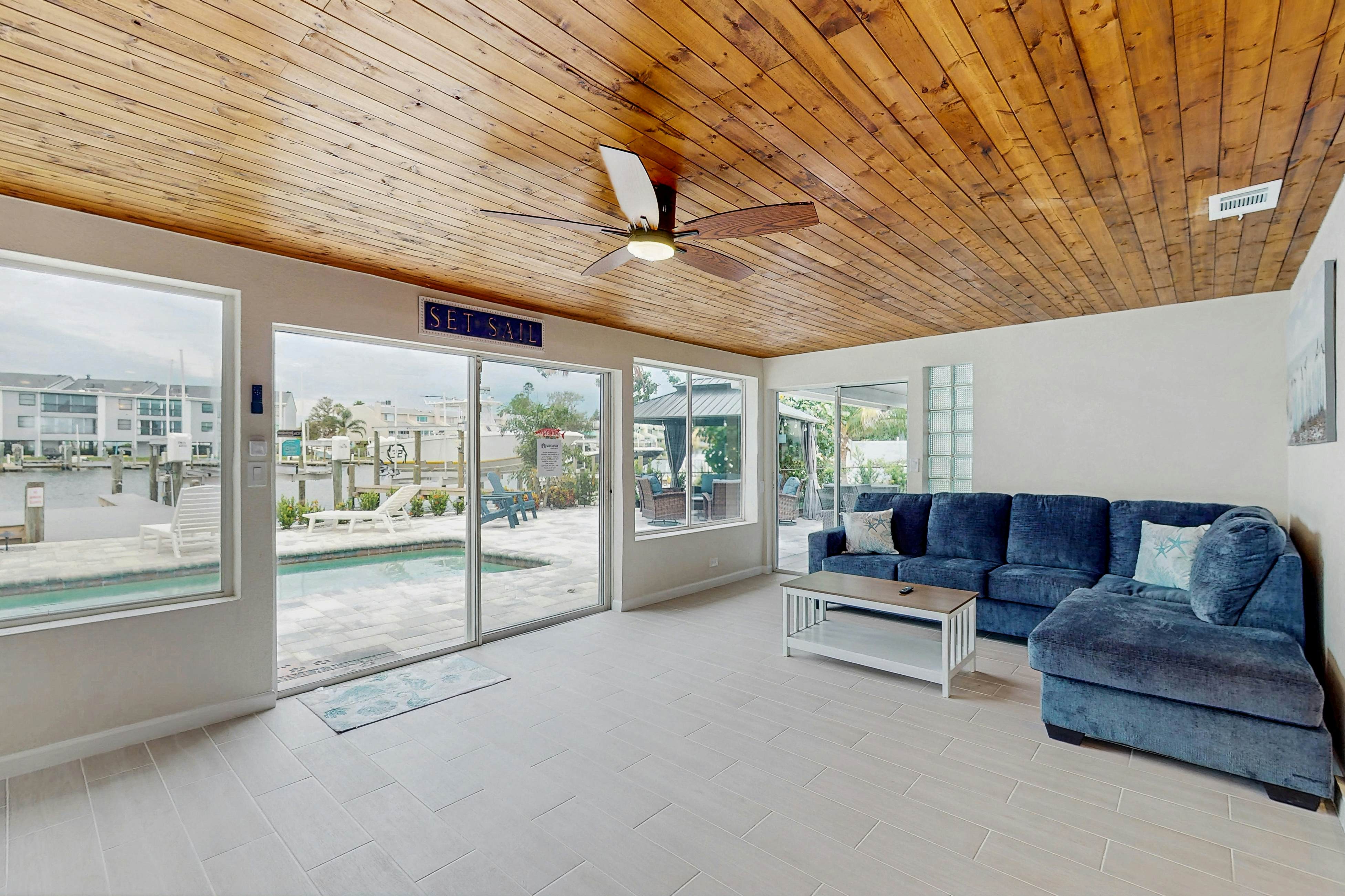 Waterfront home with private pool, deck & patio - 1/2 mile to the beach