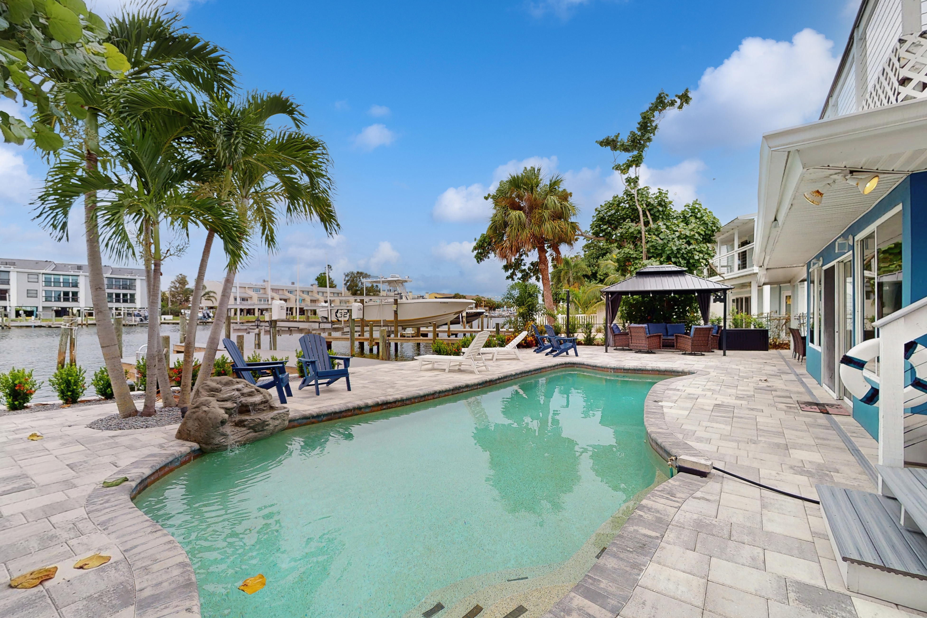 Waterfront home with private pool deck and patio 1 2 mile to the beach