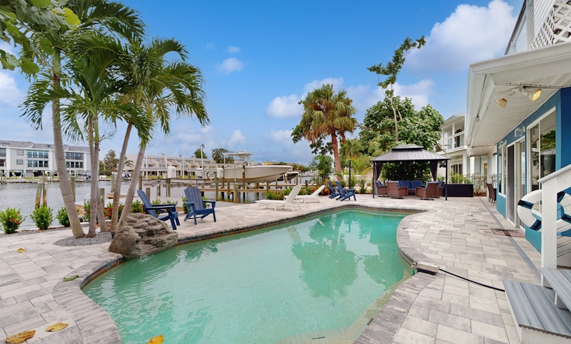 Waterfront home with private pool deck and patio 1 2 mile to the beach