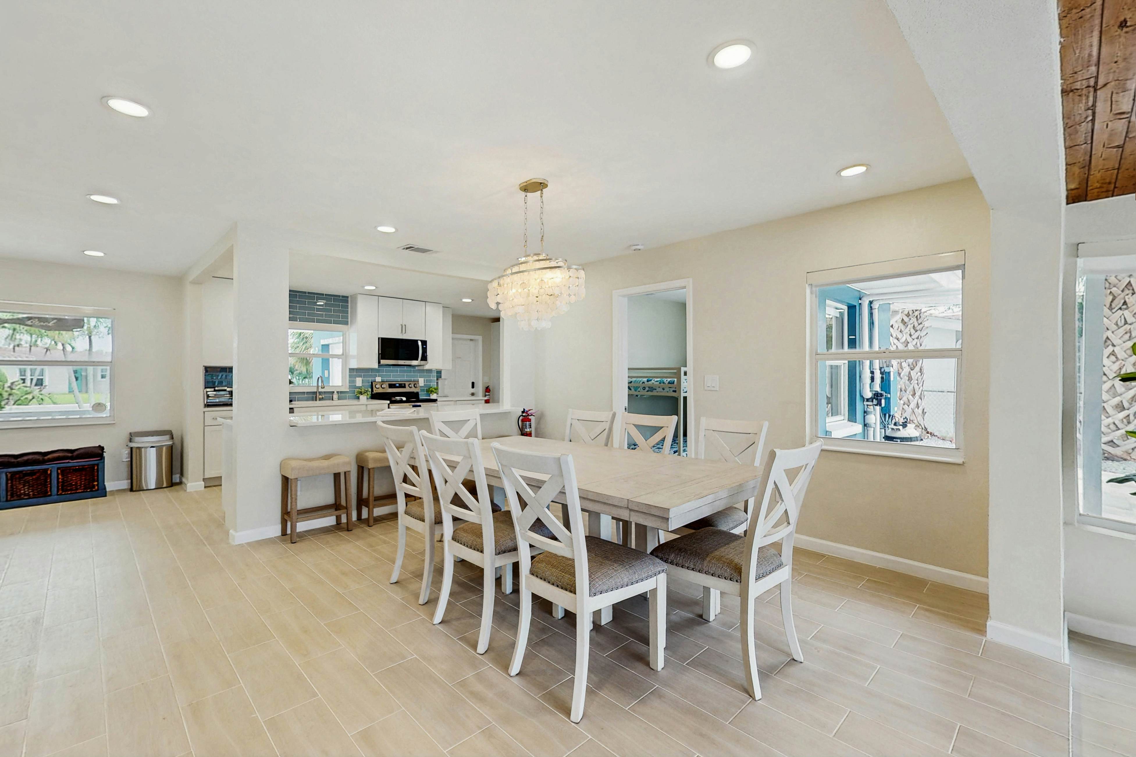 Waterfront home with private pool, deck & patio - 1/2 mile to the beach