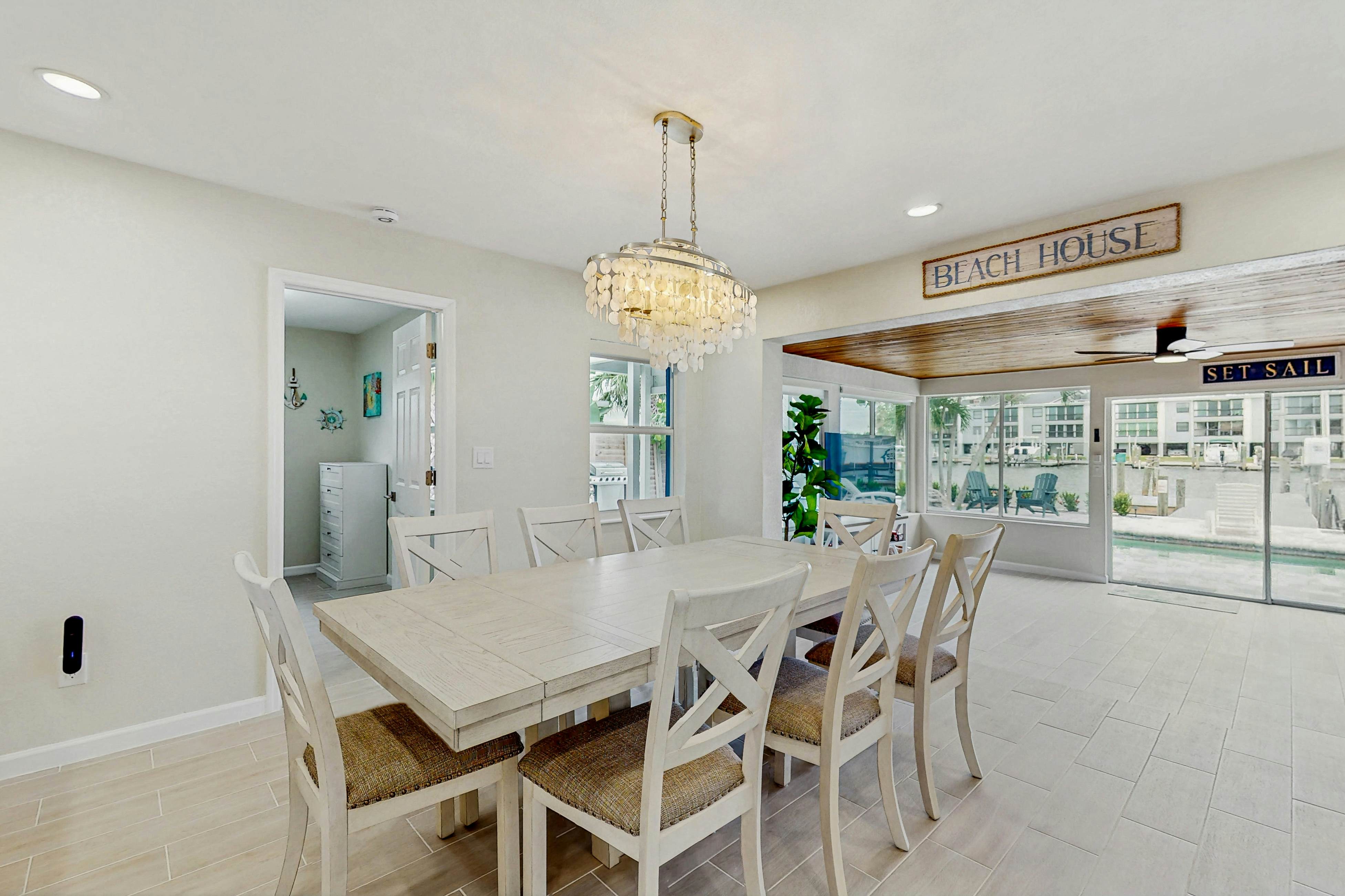 Waterfront home with private pool, deck & patio - 1/2 mile to the beach