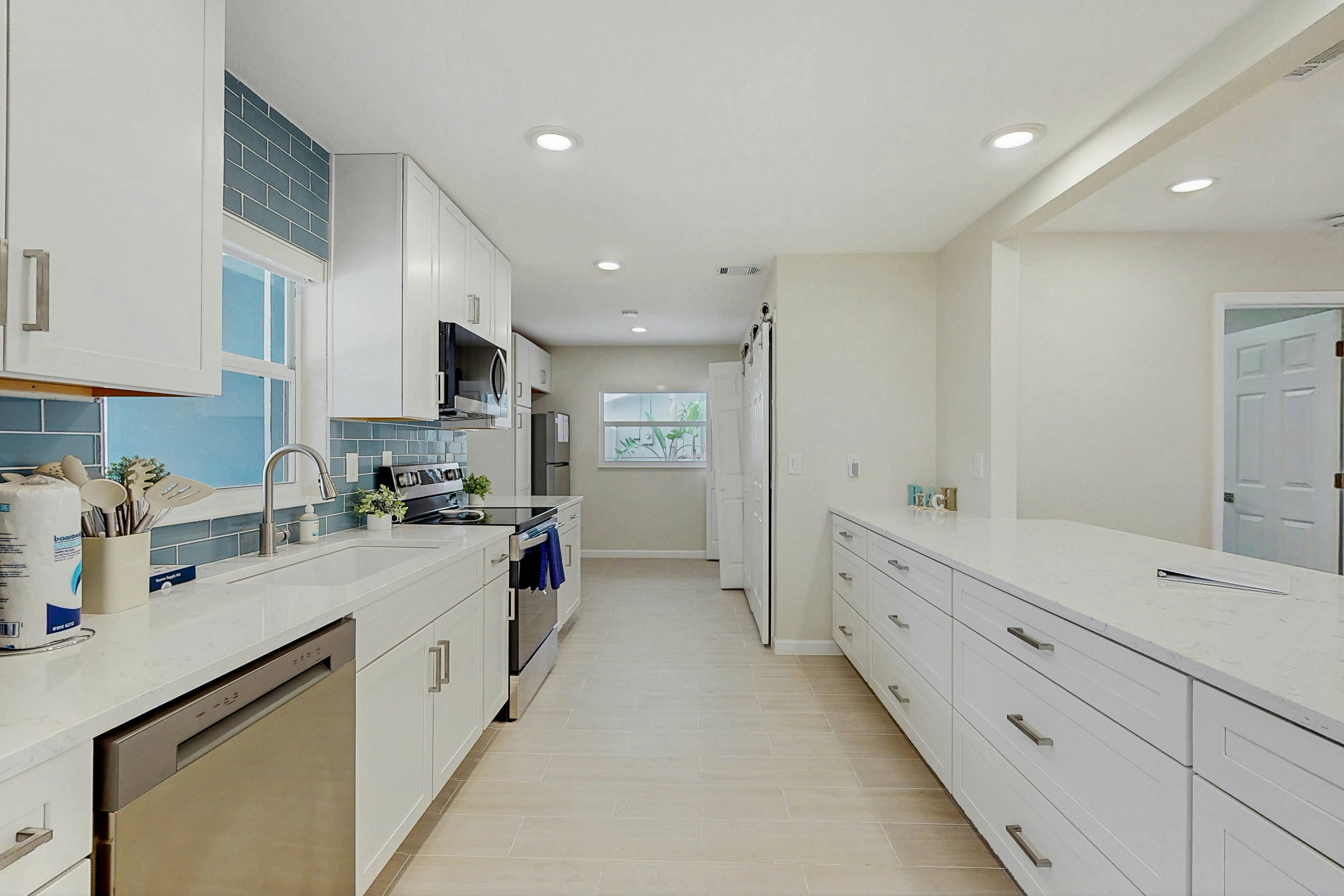 Waterfront home with private pool, deck & patio - 1/2 mile to the beach