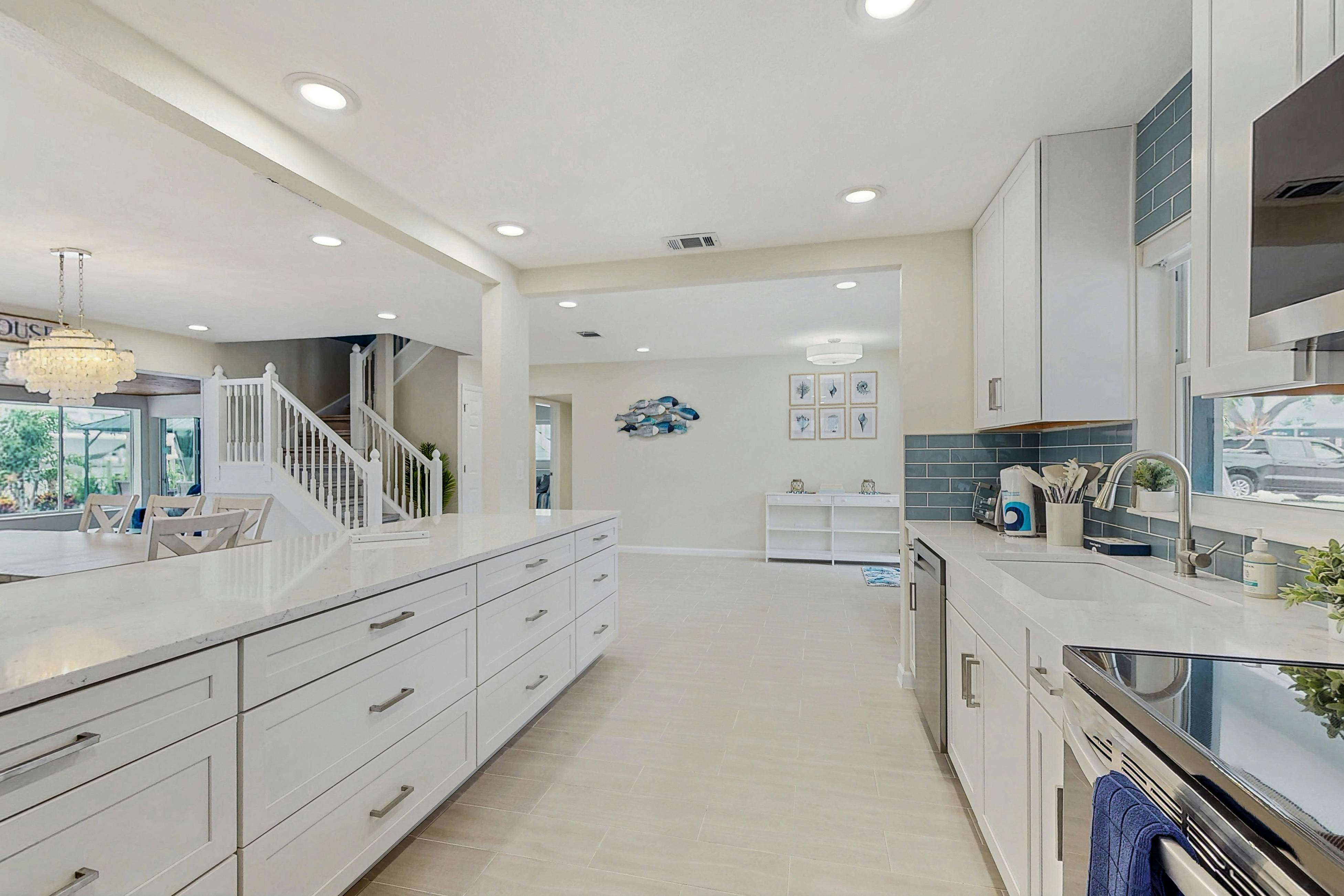 Waterfront home with private pool, deck & patio - 1/2 mile to the beach