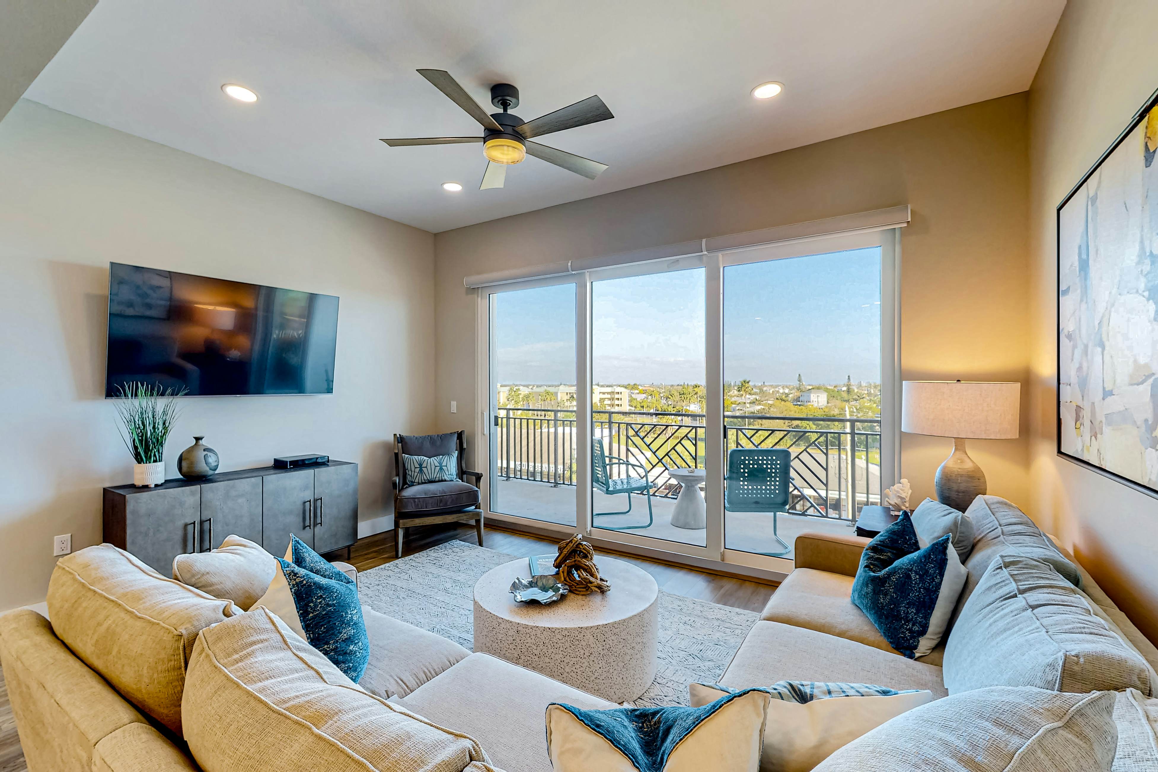 Brand-new condo steps to beach with balcony, pool, & hot tub - dog-friendly