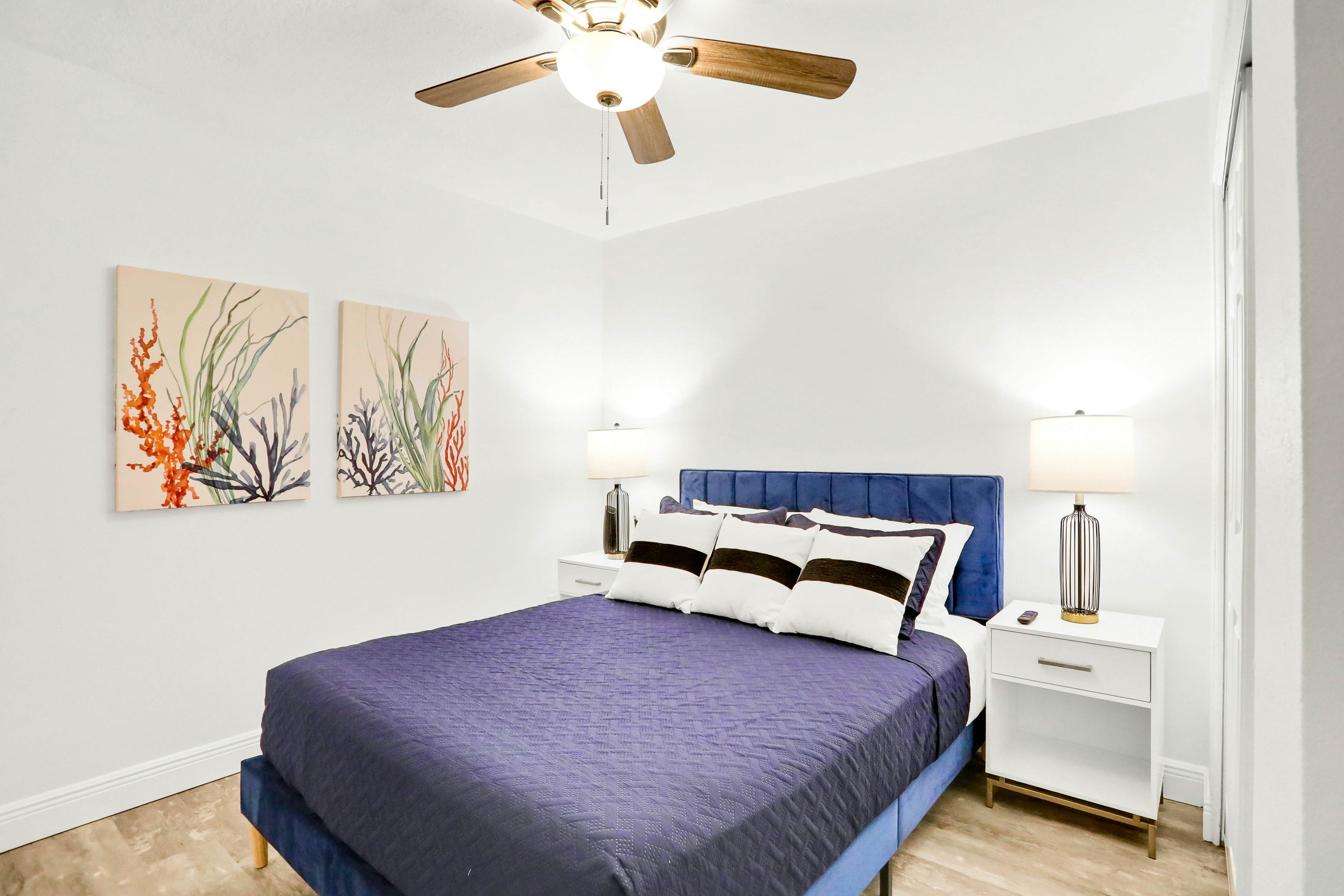 Dog-friendly tropical stay with a private pool, grill, game tables, & central AC