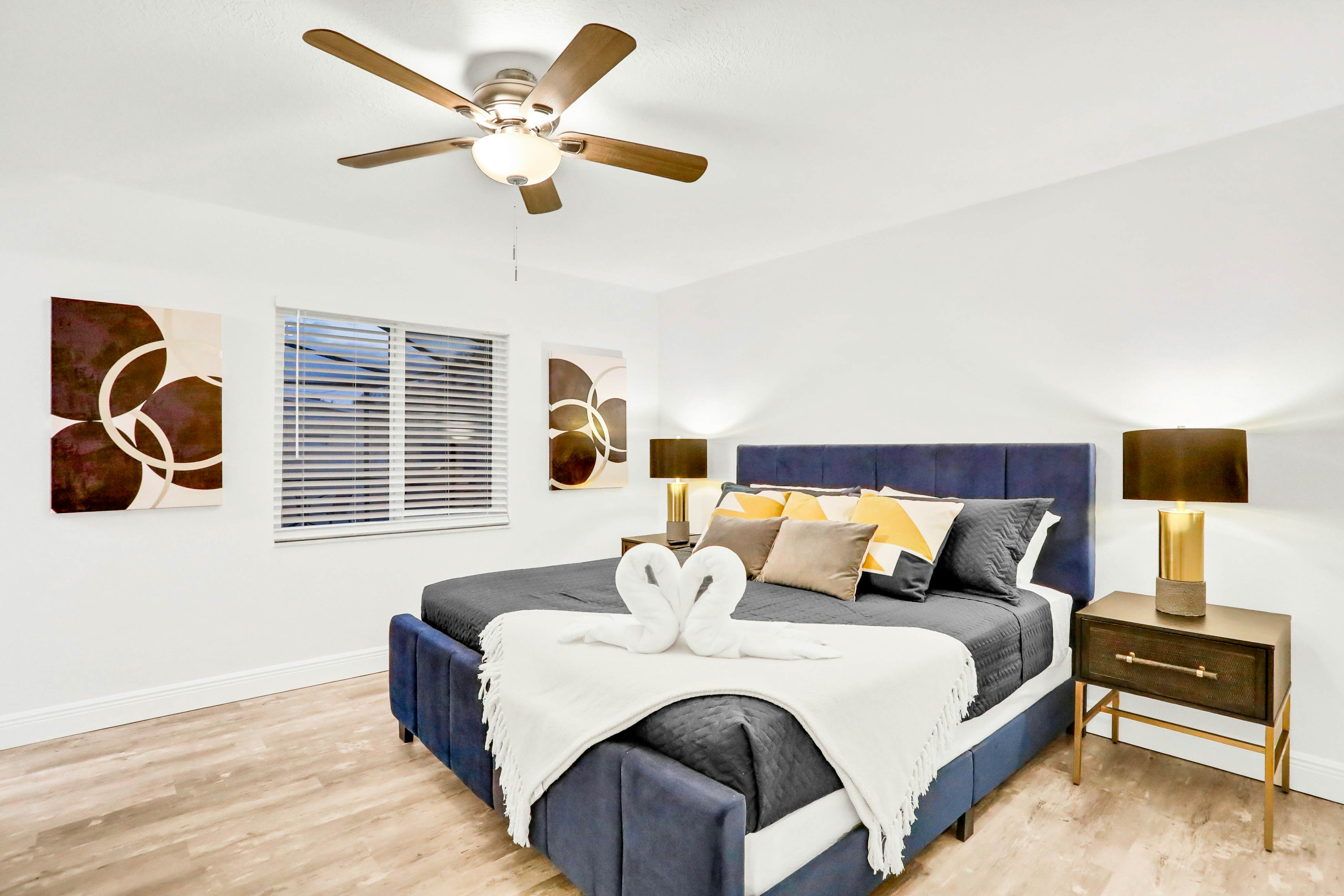 Dog-friendly tropical stay with a private pool, grill, game tables, & central AC