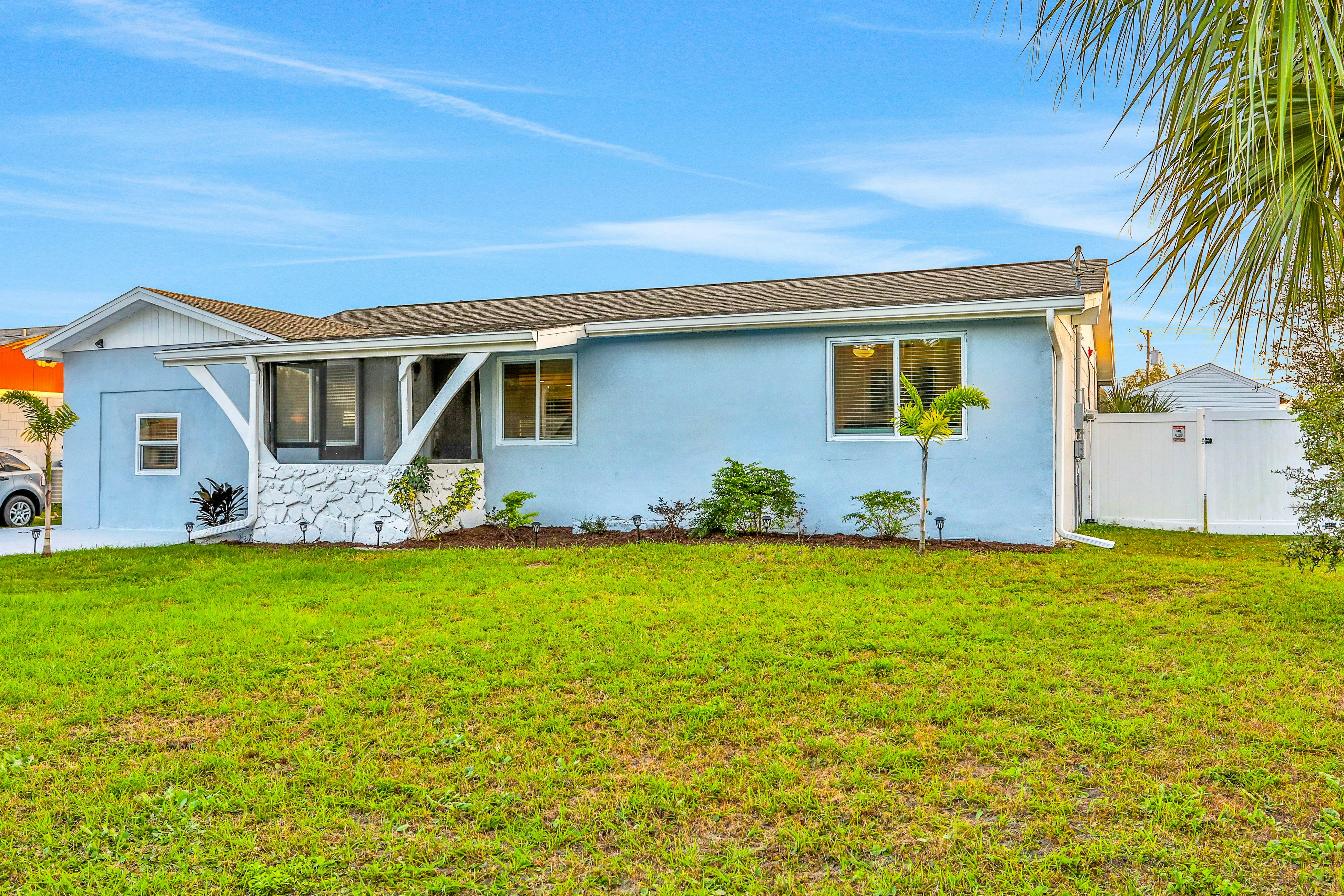 Dog-friendly tropical stay with a private pool, grill, game tables, & central AC