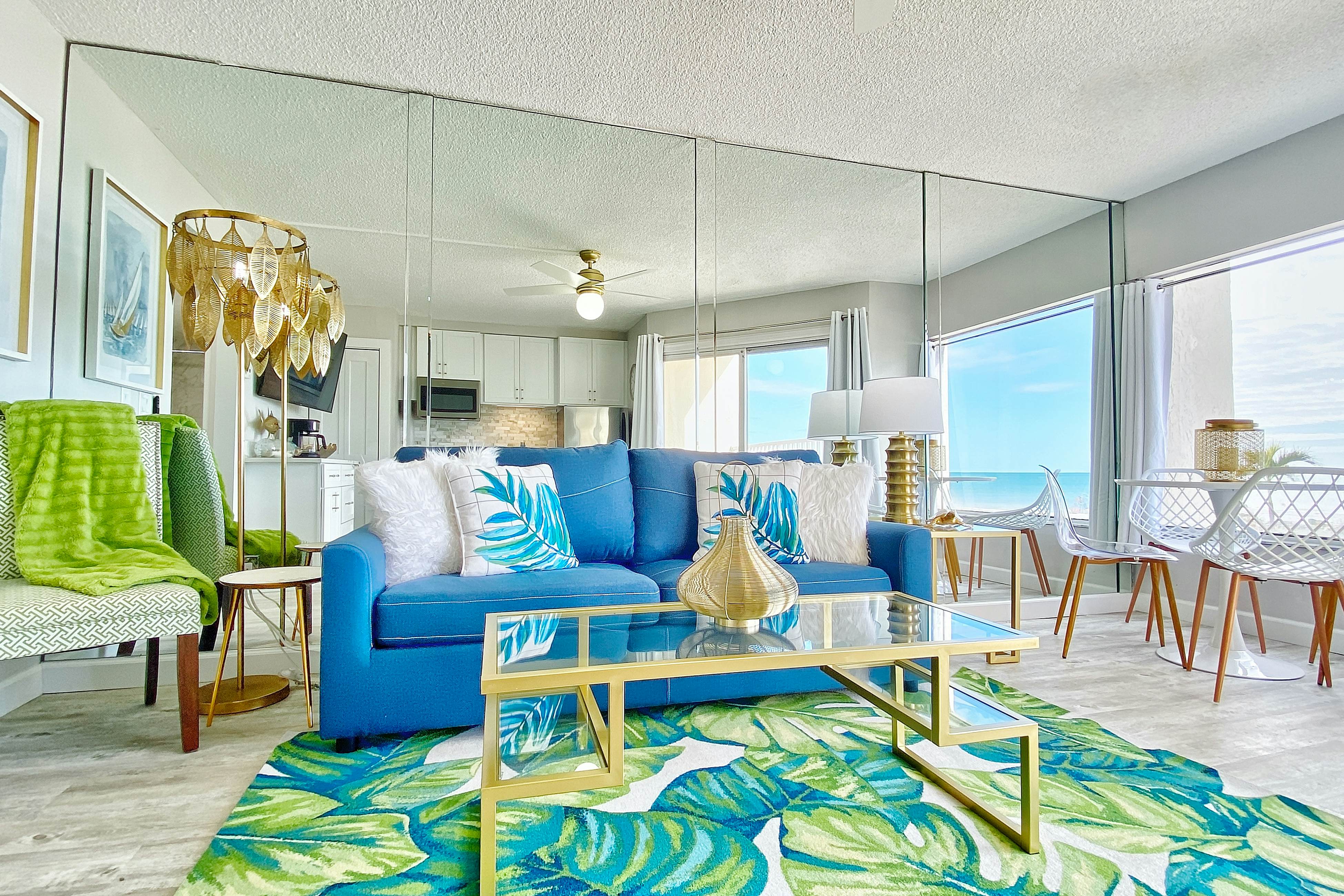 Inviting Gulf-front condo with pool, beach access, private balcony & central AC