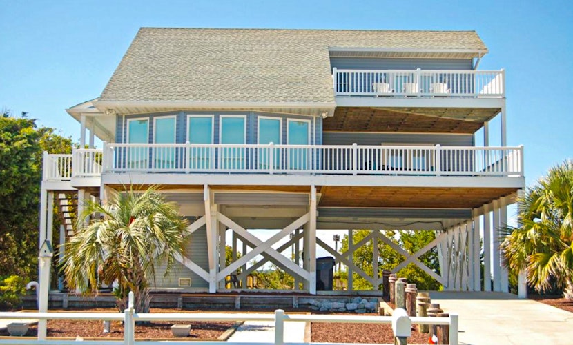 Amazing 2nd-row home steps from beach access with game room, AC & W/D
