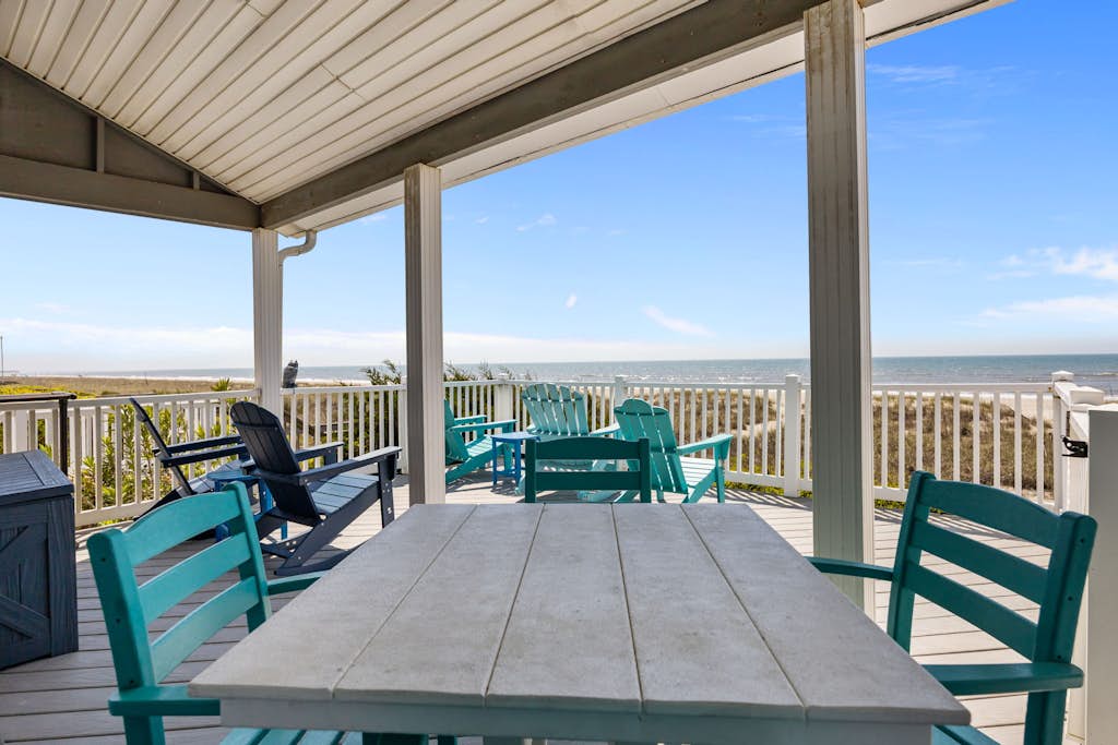Oceanfront oasis on the beach with boardwalk, deck, outdoor shower, & central AC