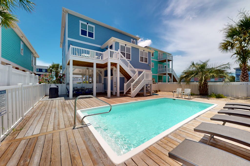 Ocean-view with private pool, outdoor living, foosball, & easy beach access