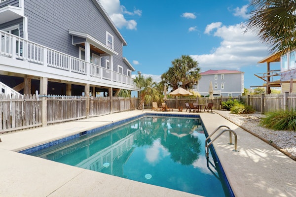Choice beach getaway w/pool & Intracoastal Waterway view - near dining & shops