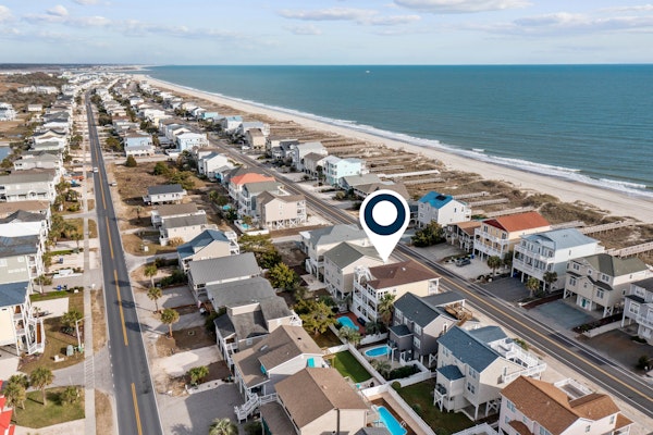 Three-story home with decks, private pool - walk to the beach