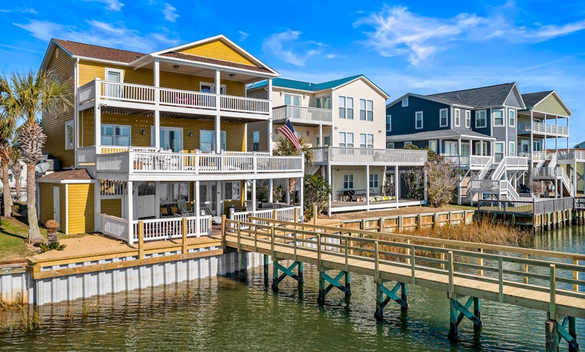 Beautiful waterfront home with private dock and large deck for sunbathing
