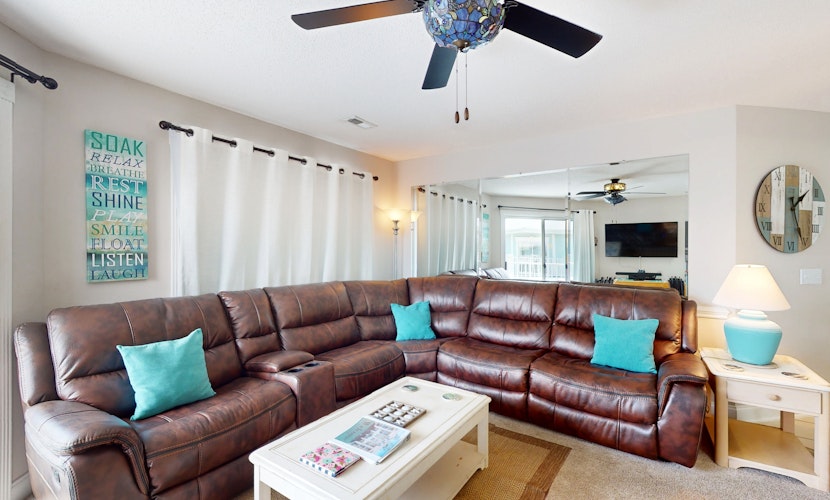 Gated golf resort condo with balcony, AC, deck, WiFi, volleyball, & tennis