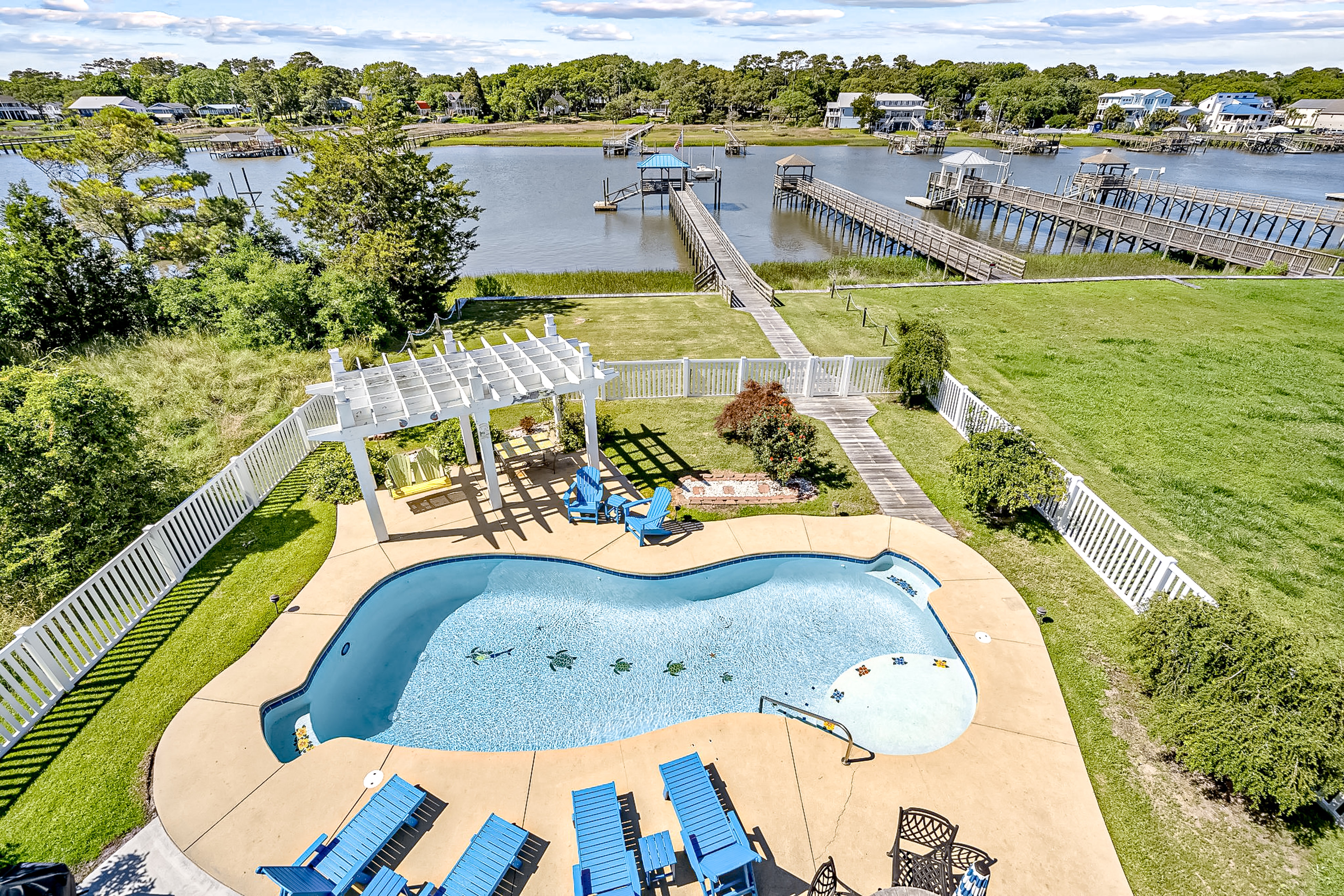 Waterfront house with panoramic sound views, private pool, jetted tub, & decks