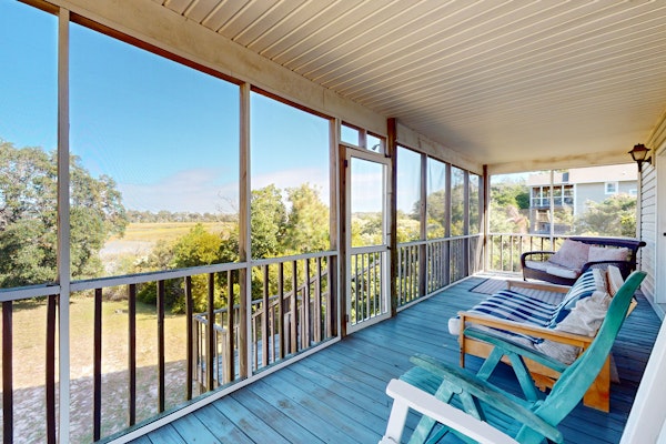 Walk to Beach | Marsh-View Escape with Screened Porch & Outdoor Shower