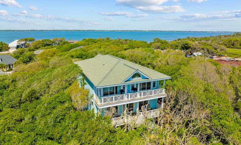 Dog-friendly home with ocean/sound views and private beach path