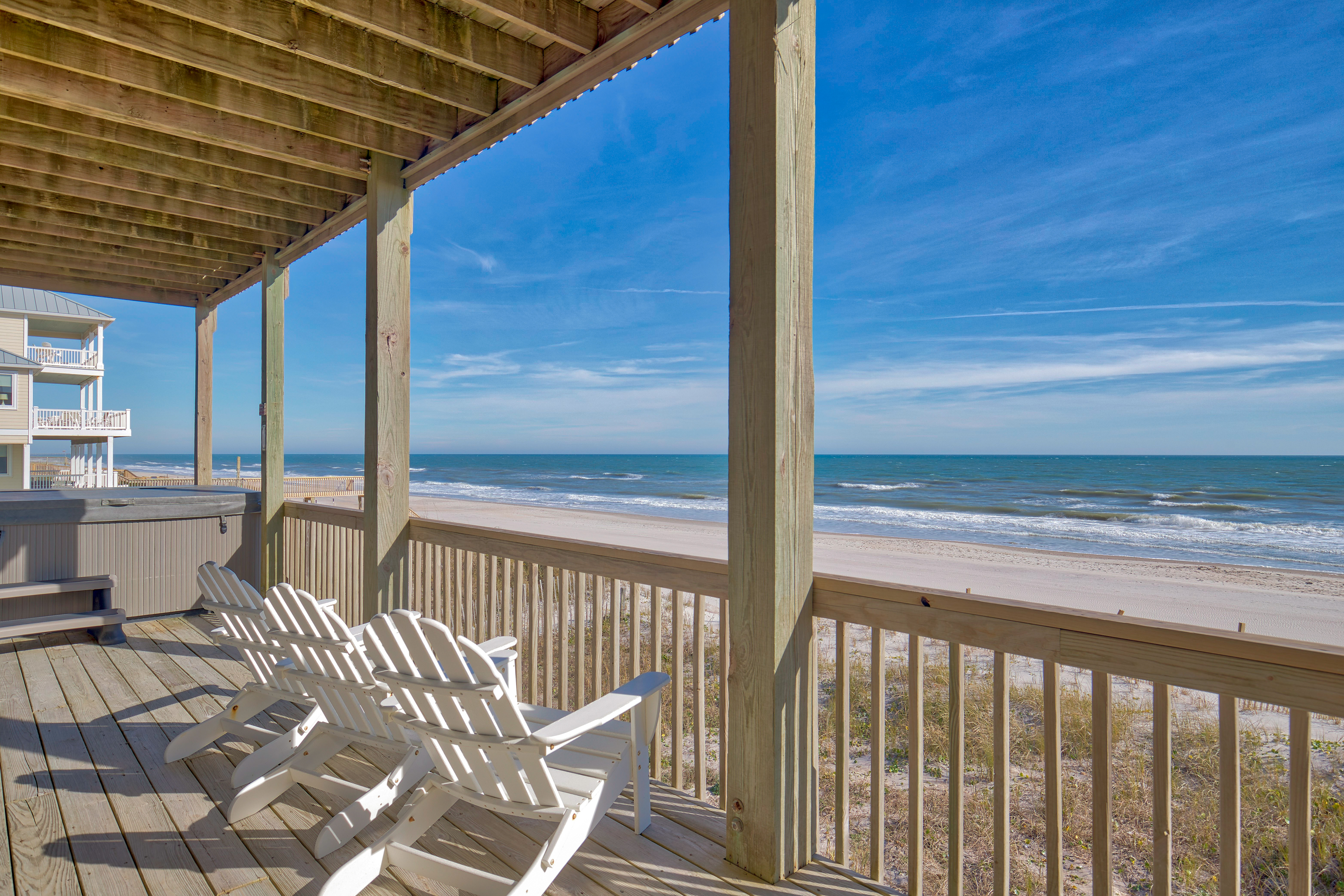 Beachfront home with beach access, pool, private hot tub & ocean views