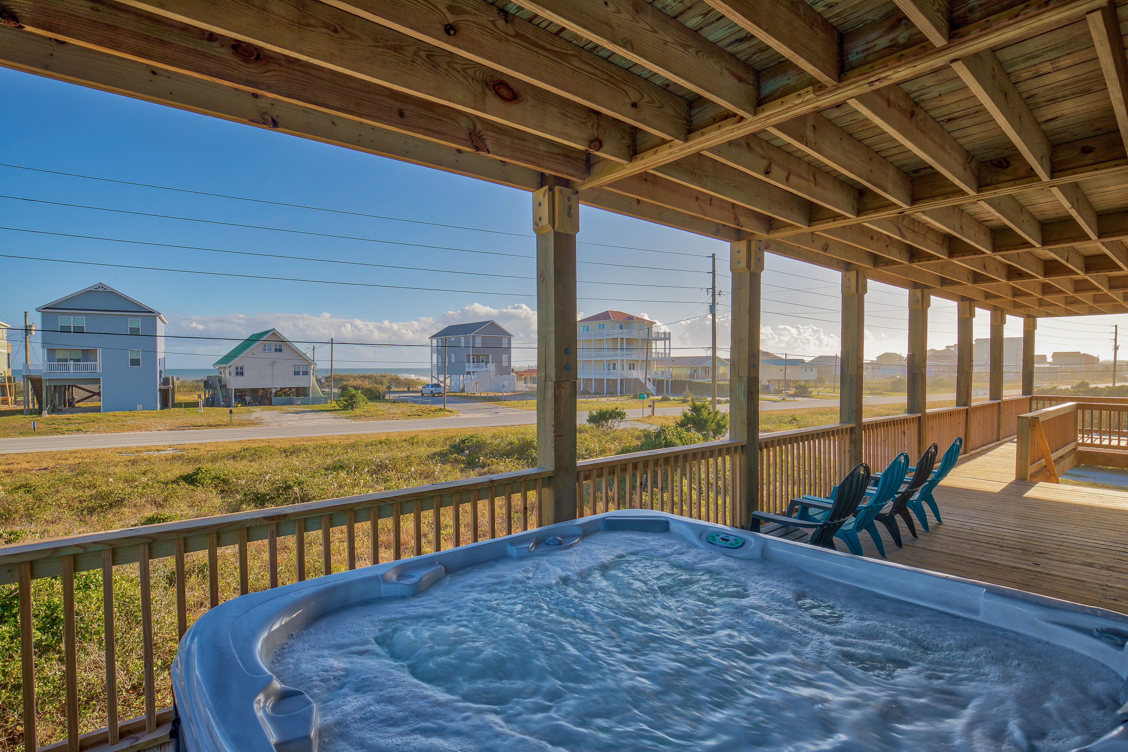 Ocean-view beach home - private hot tub, central AC & fireplace - dog-friendly