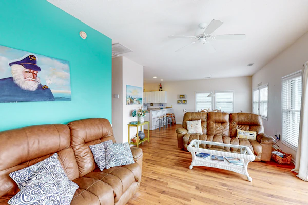 Second-row beach home with ocean views & outdoor shower - dog-friendly